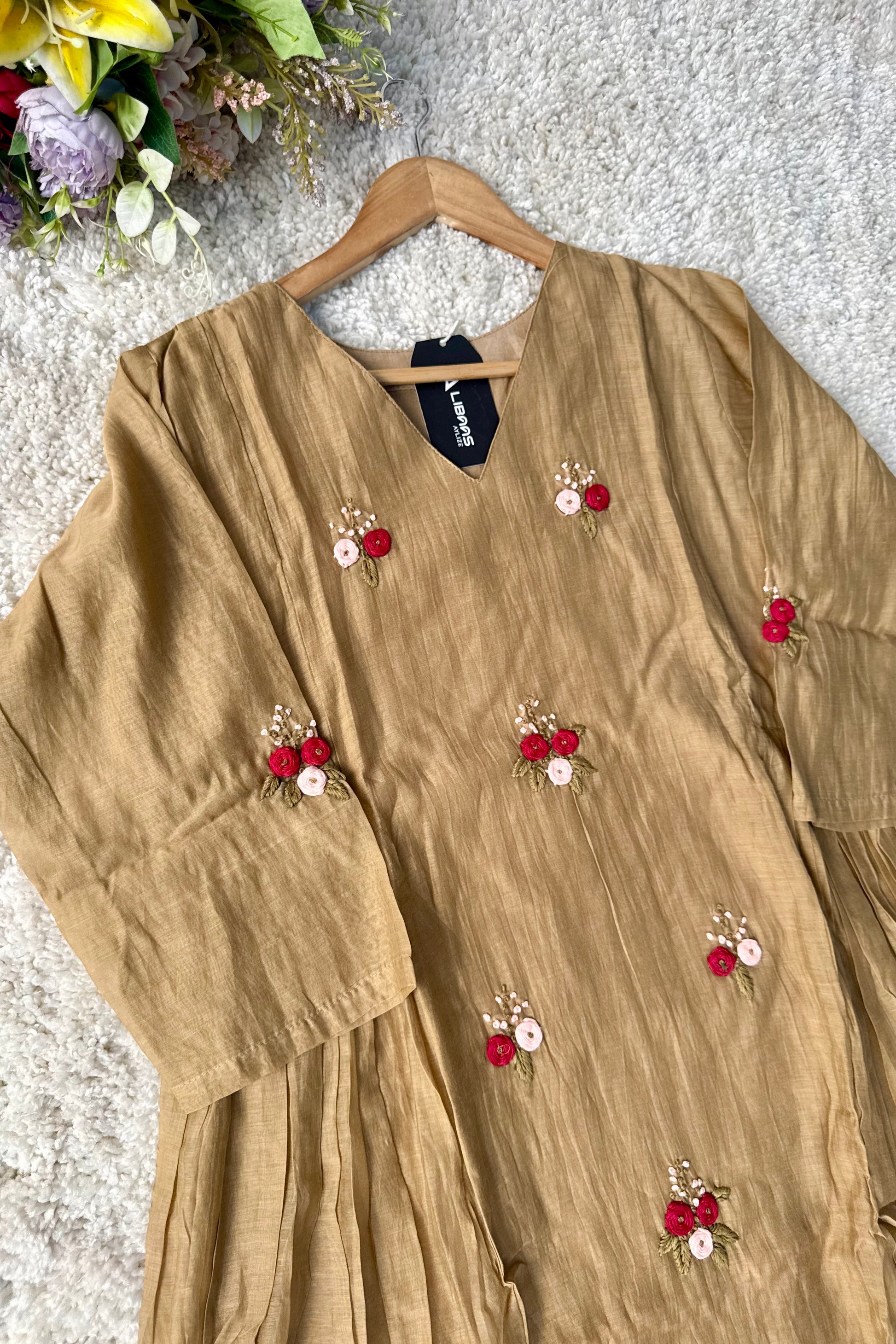 Gold –  Premium Mul Chanderi Anarkali Kurta Set