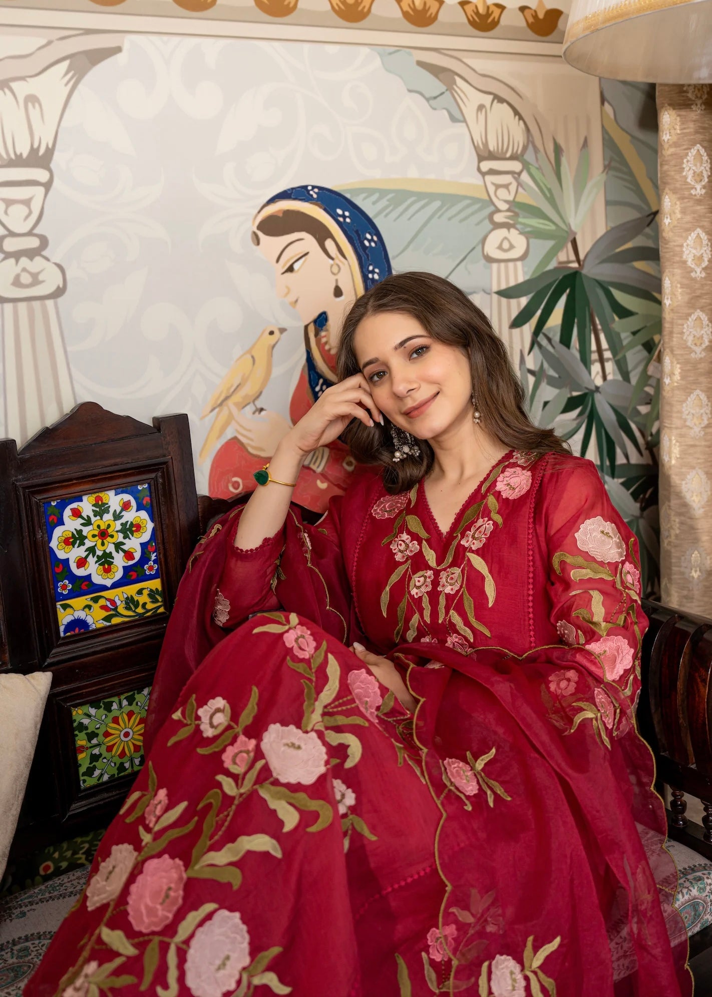 “ROSE” Premium embroidered Mul chanderi anarkali suit set