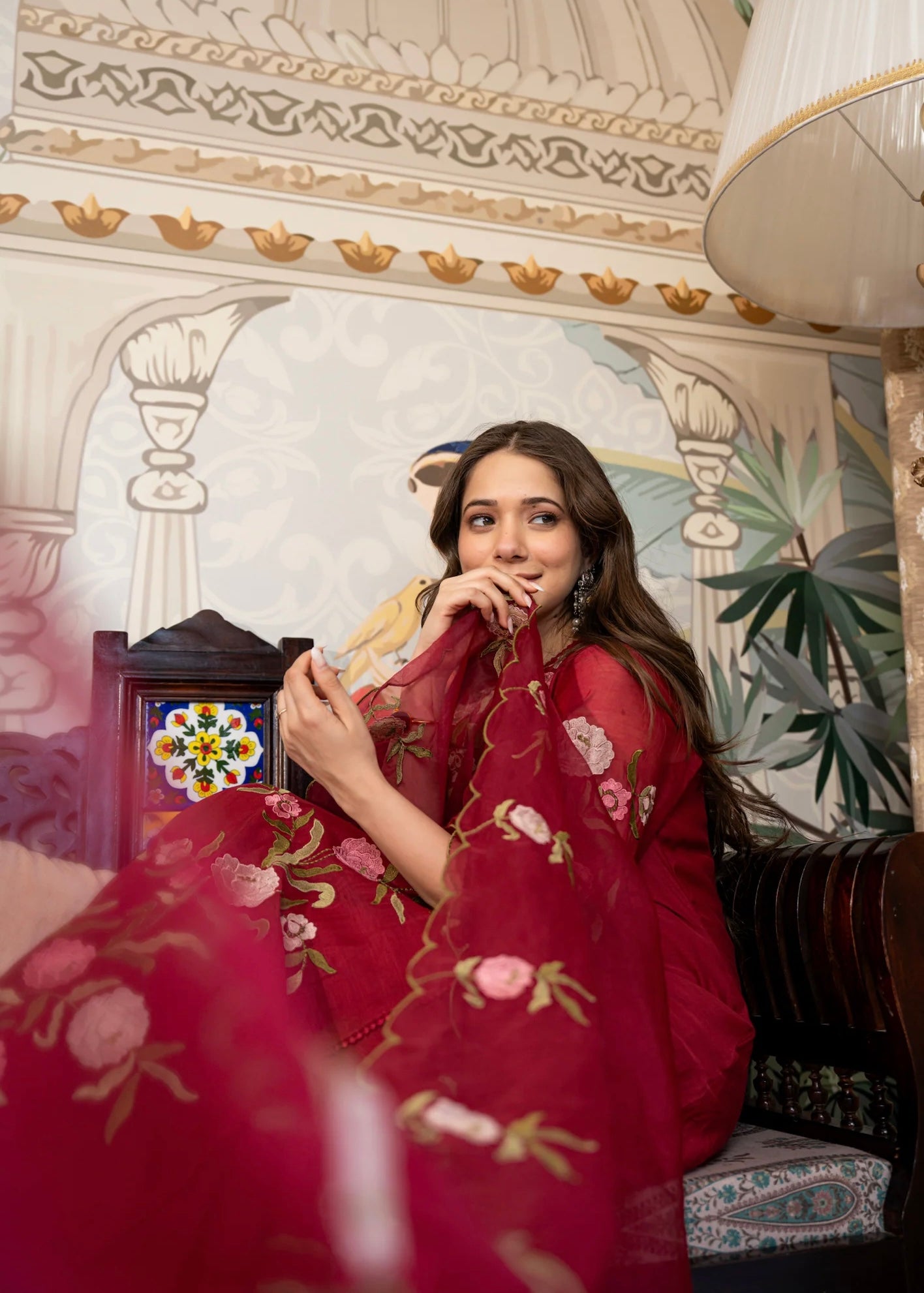 “ROSE” Premium embroidered Mul chanderi anarkali suit set