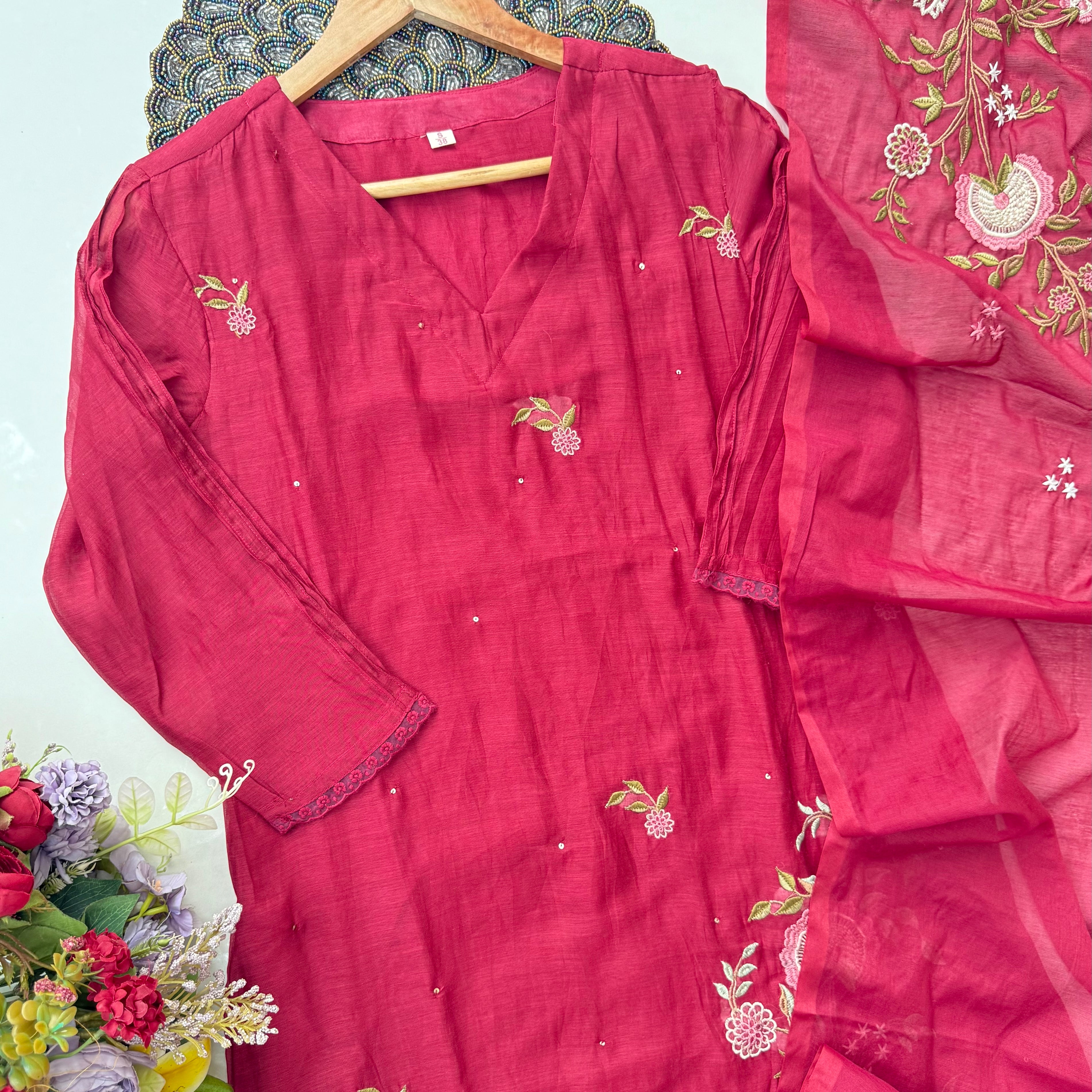 “EKTA” Beautiful premium Mul Chanderi A line suit set