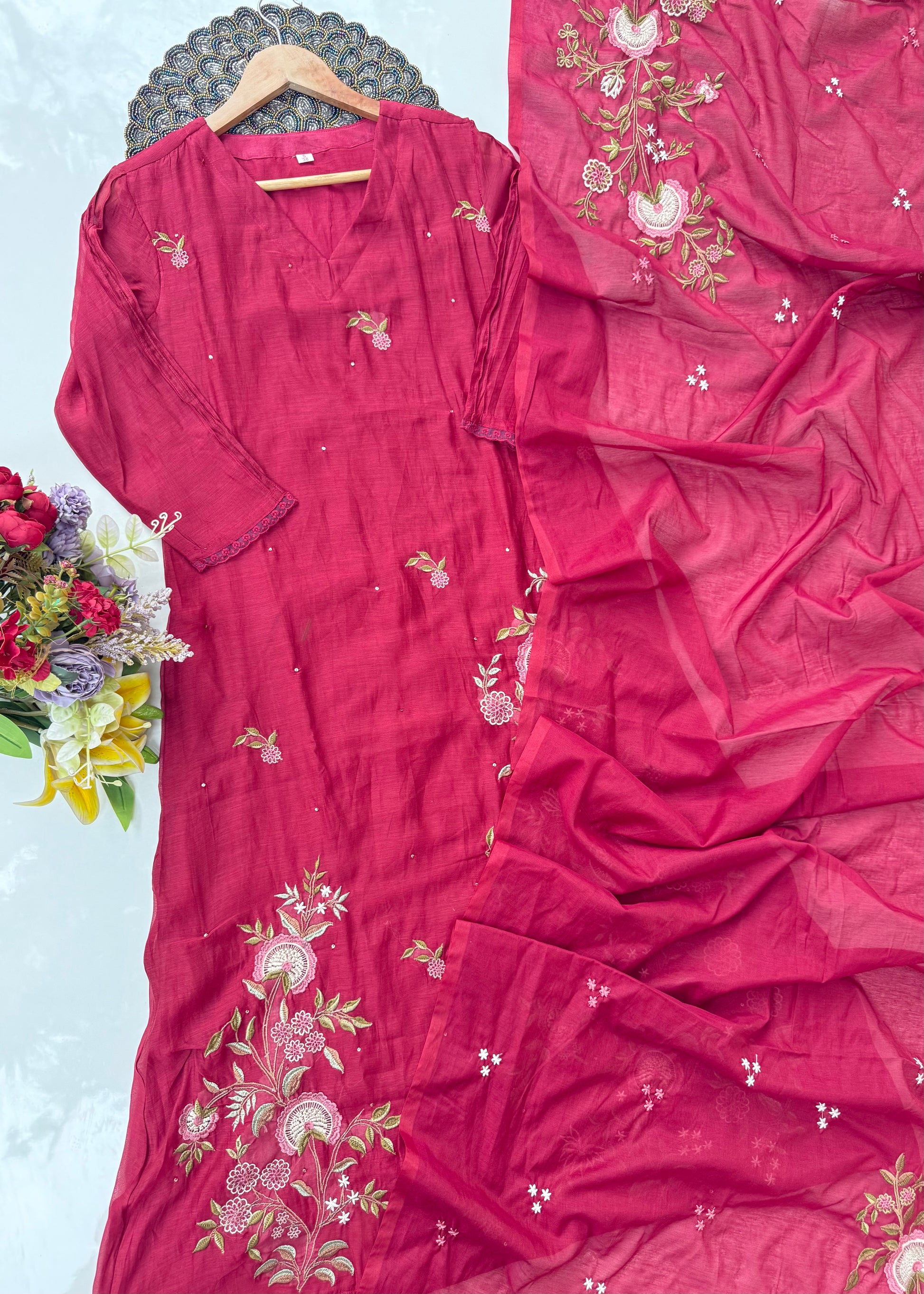 “EKTA” Beautiful premium Mul Chanderi A line suit set