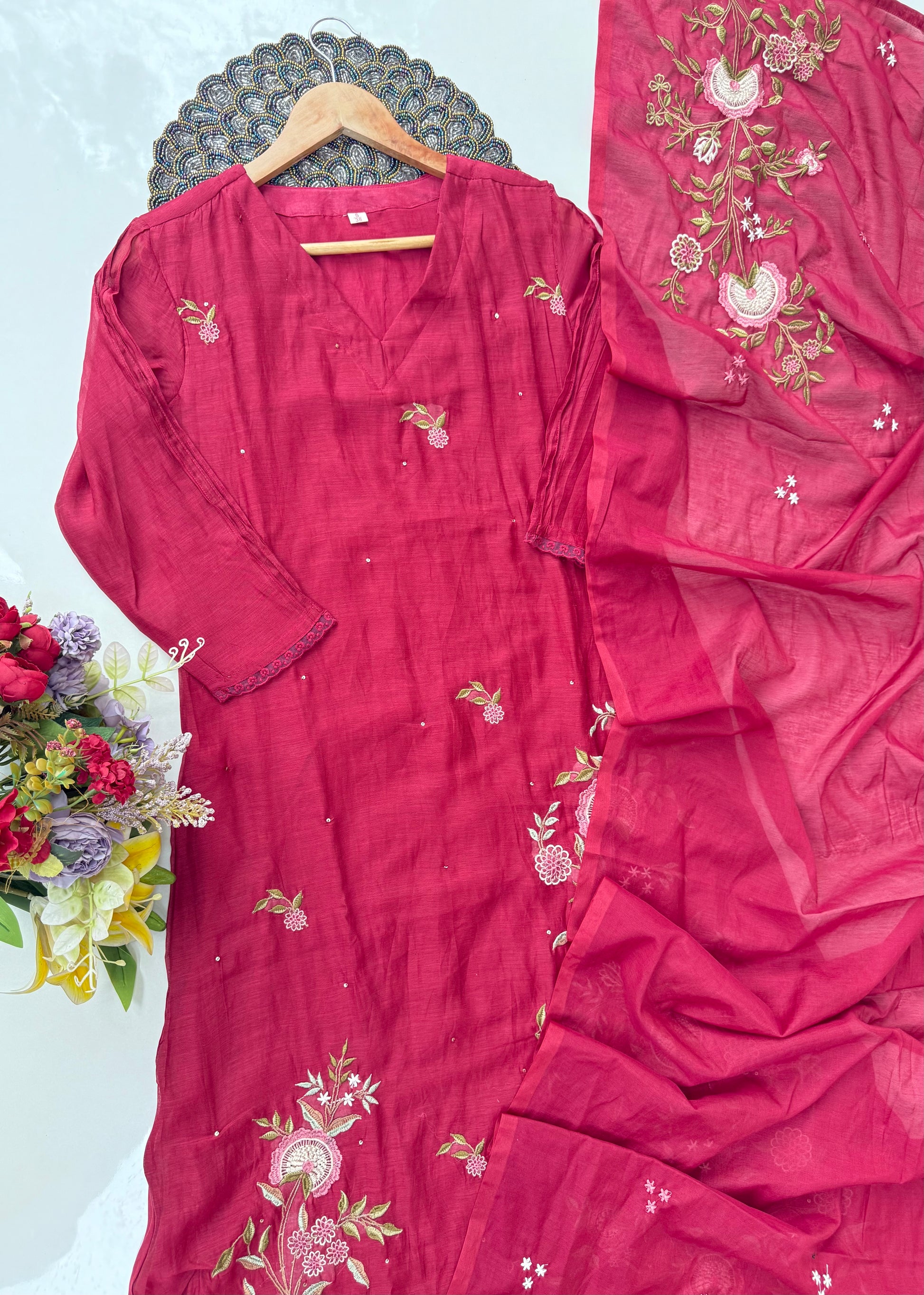 “EKTA” Beautiful premium Mul Chanderi A line suit set