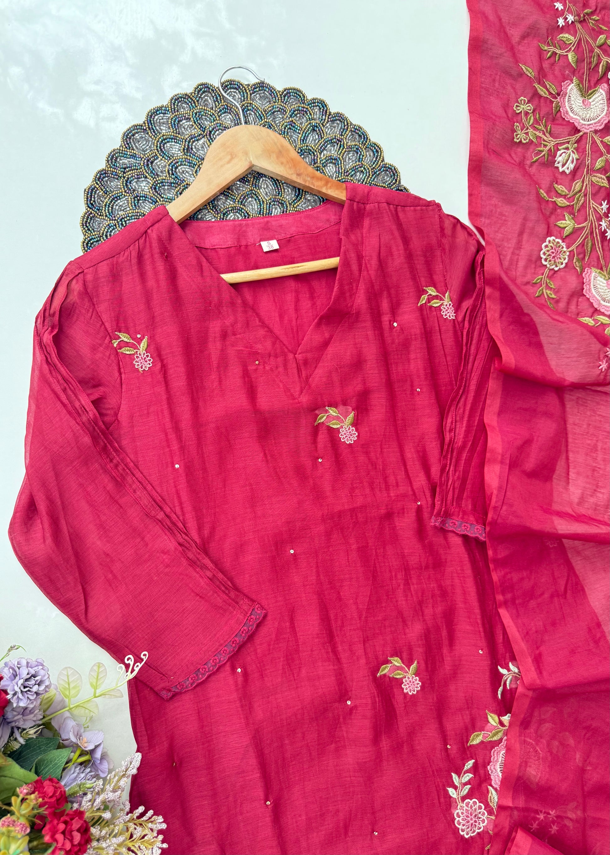 “EKTA” Beautiful premium Mul Chanderi A line suit set