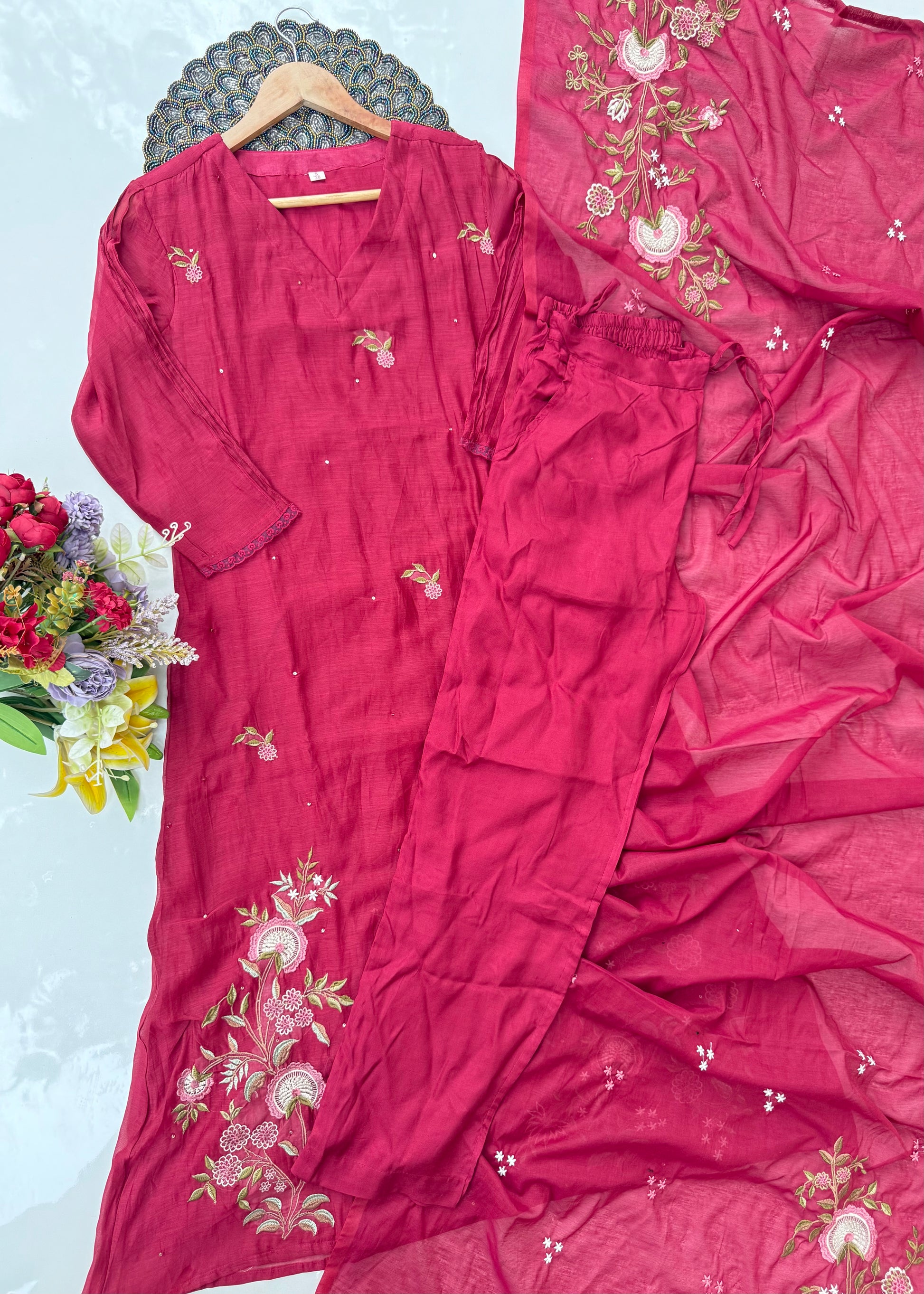 “EKTA” Beautiful premium Mul Chanderi A line suit set