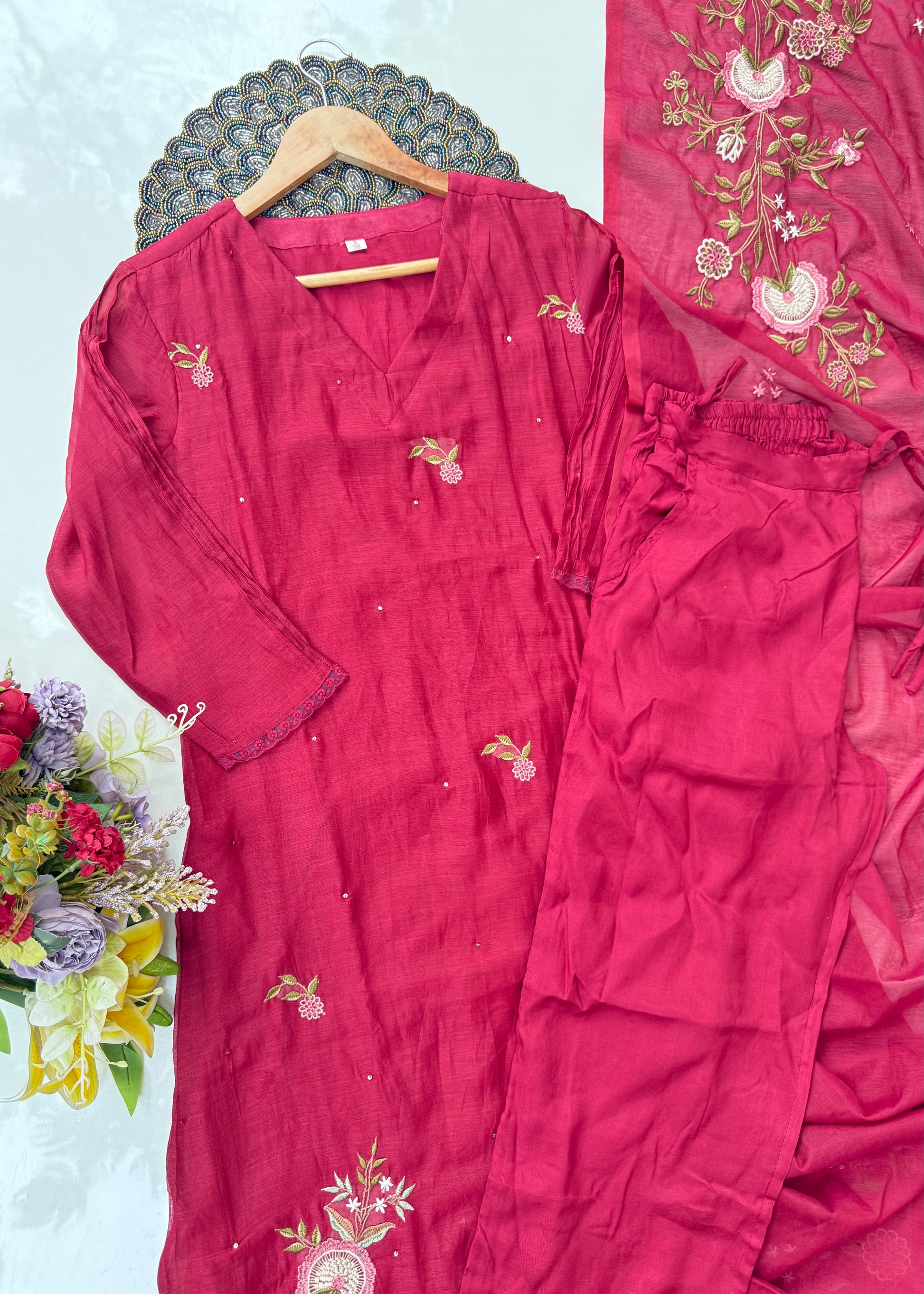 “EKTA” Beautiful premium Mul Chanderi A line suit set
