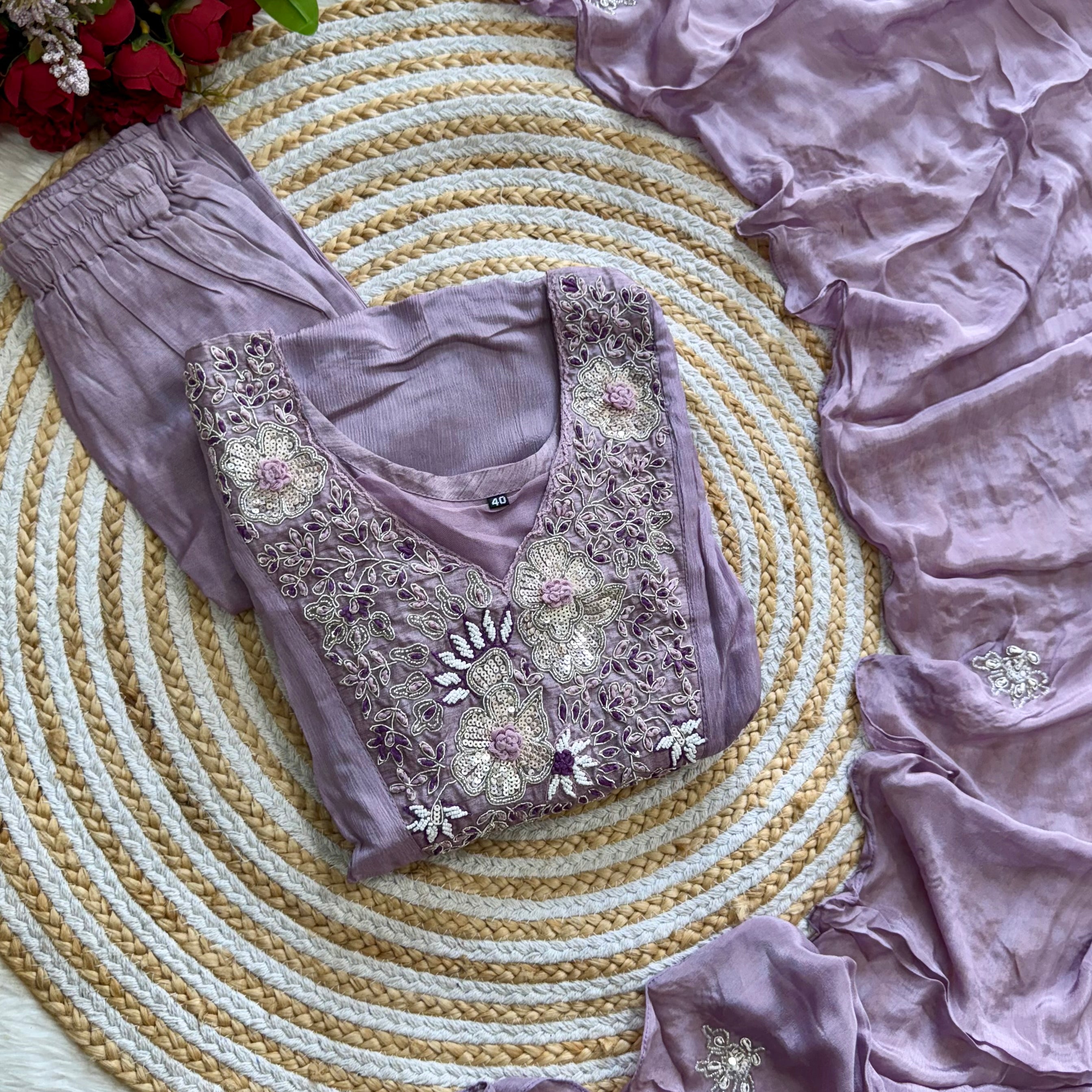 “OLIVIA” Handcrafted Chinnon a line anarkali dress 🛍️