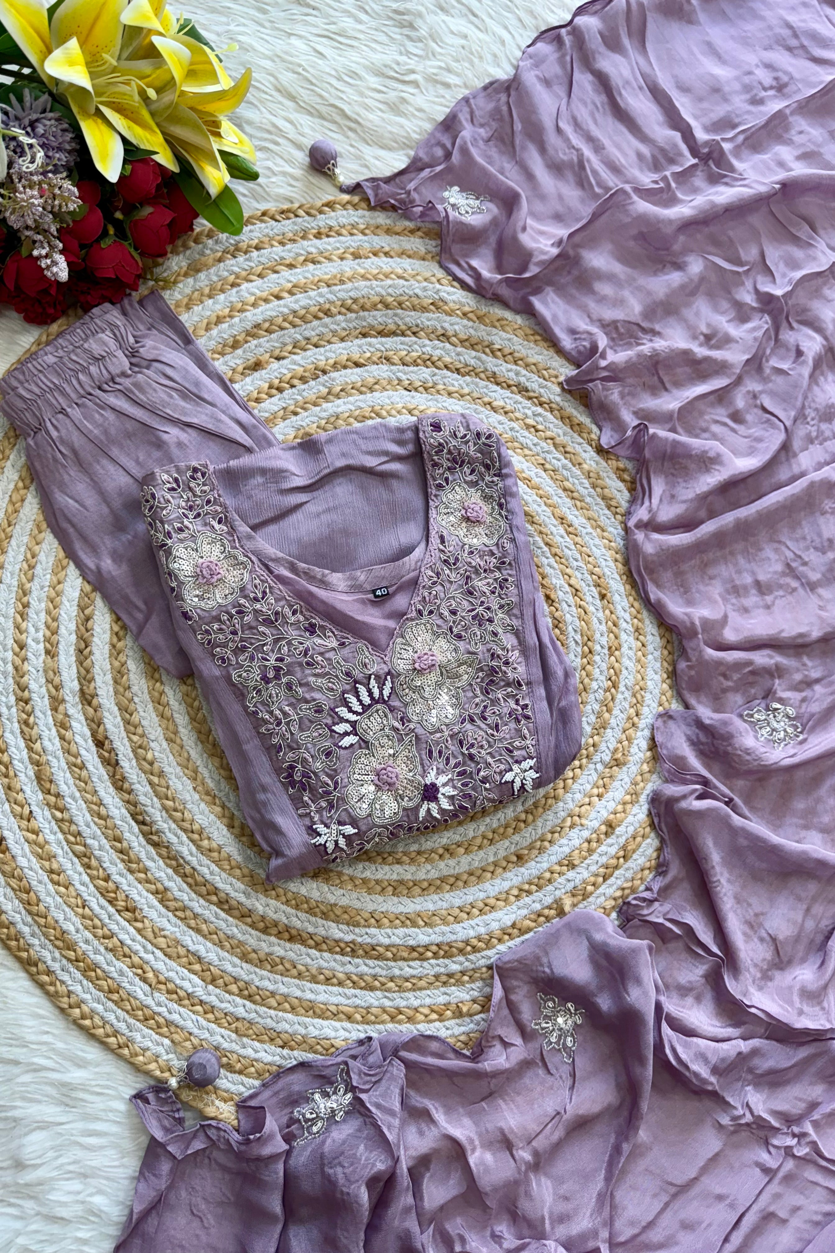 “OLIVIA” Handcrafted Chinnon a line anarkali dress 🛍️