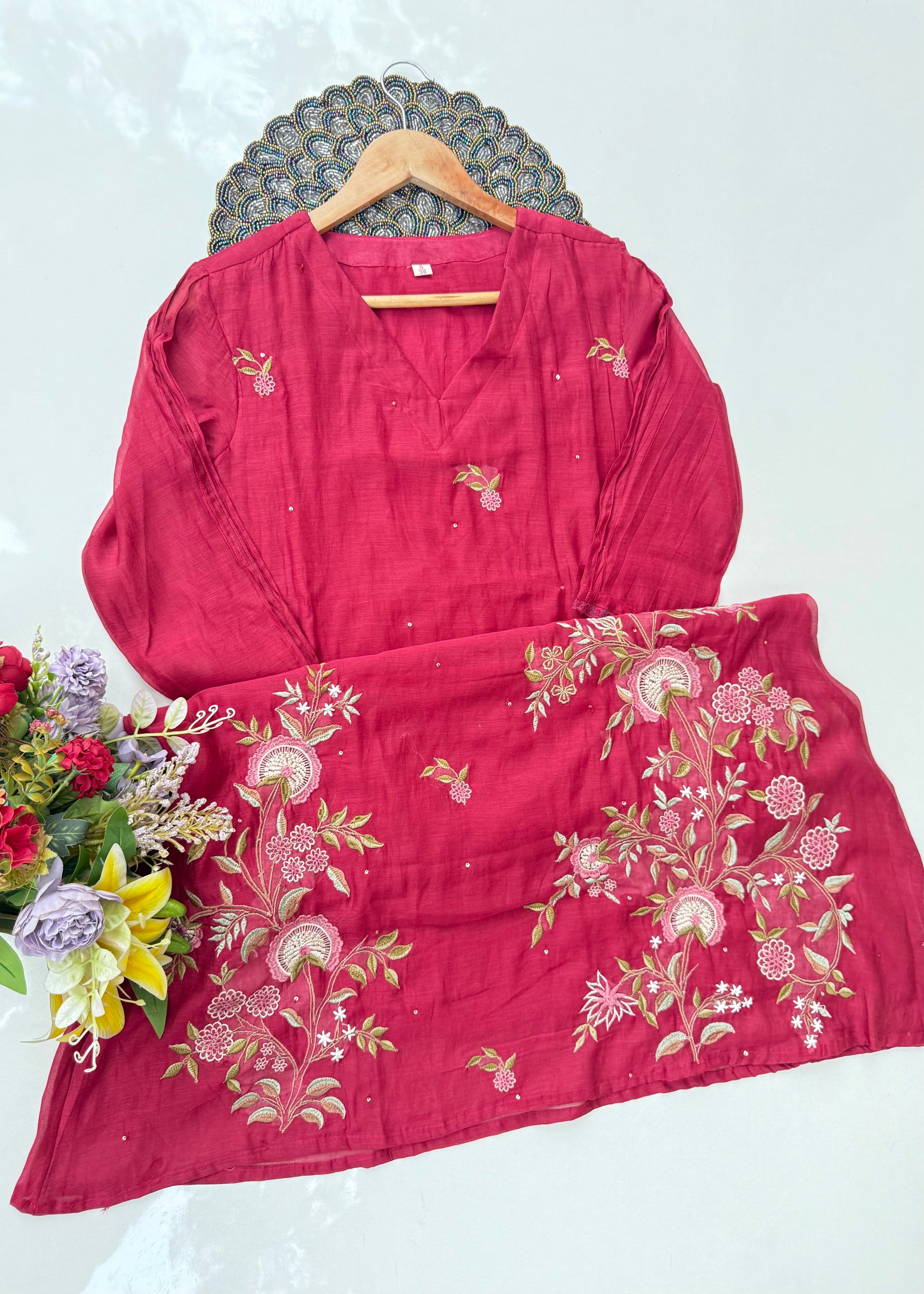 “EKTA” Beautiful premium Mul Chanderi A line suit set
