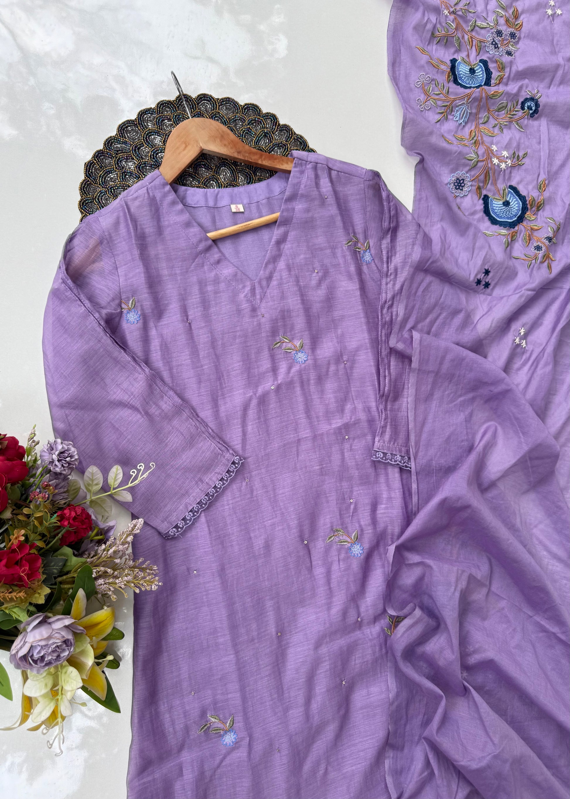 “EKTA” Beautiful premium Mul Chanderi A line suit set
