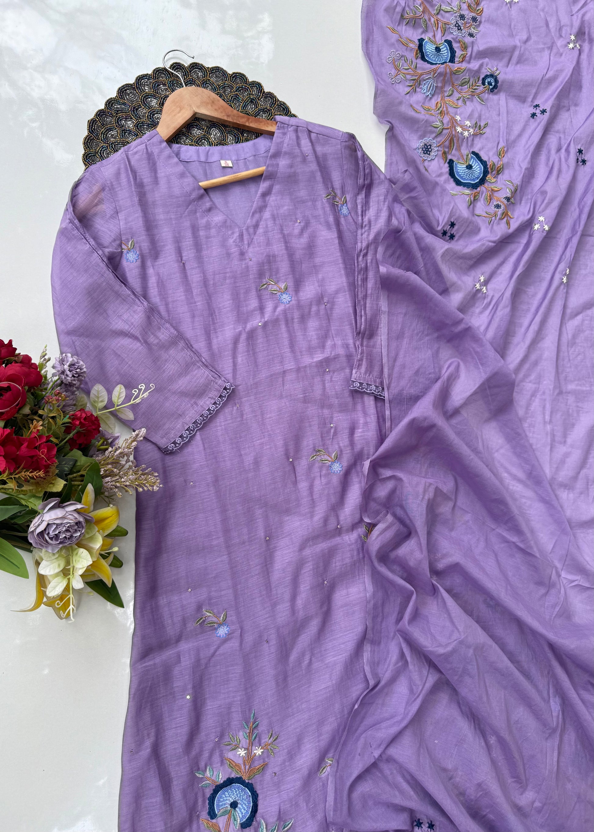 “EKTA” Beautiful premium Mul Chanderi A line suit set