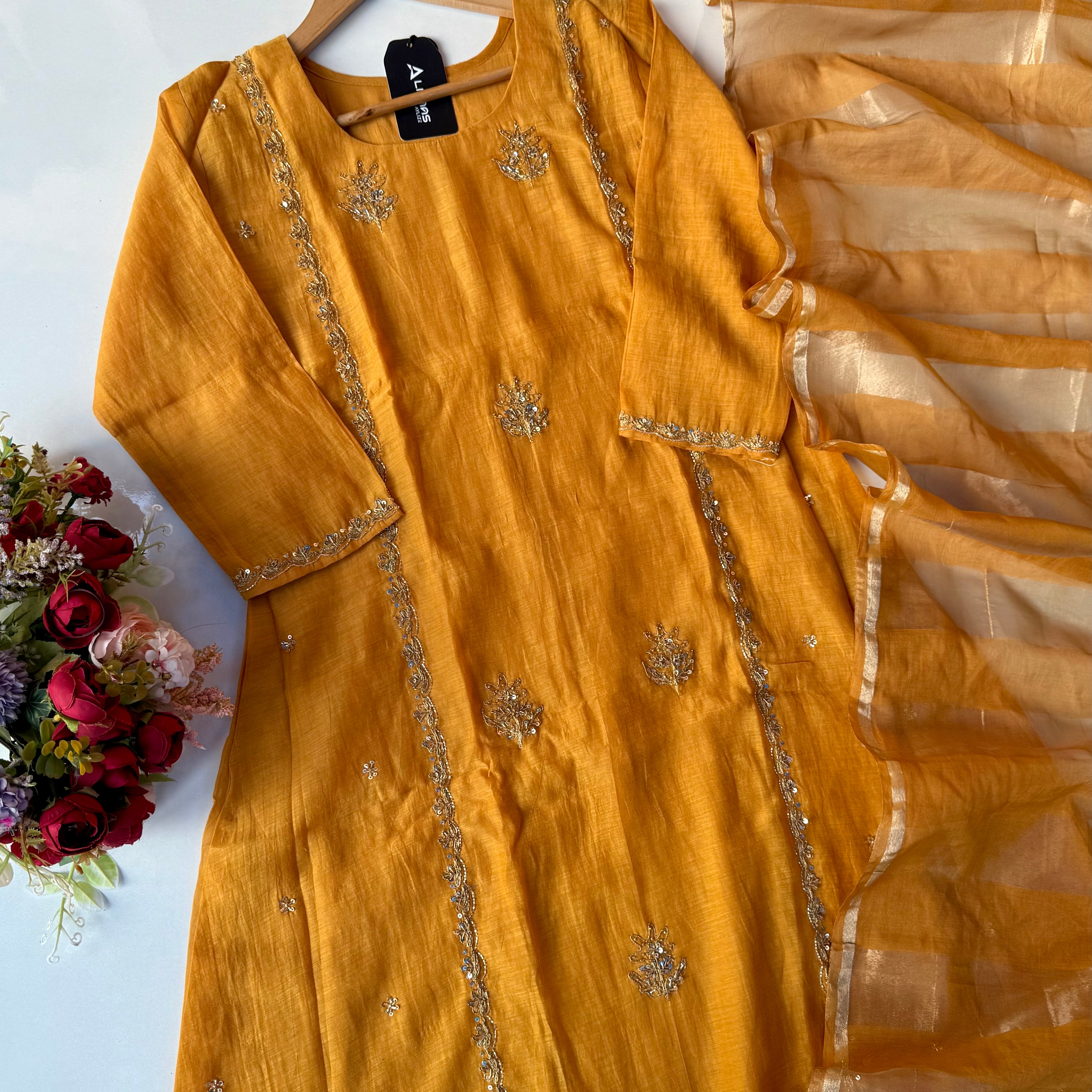 “Ujjwal” Trending Mul Chanderi A Line Suit set 🛍️