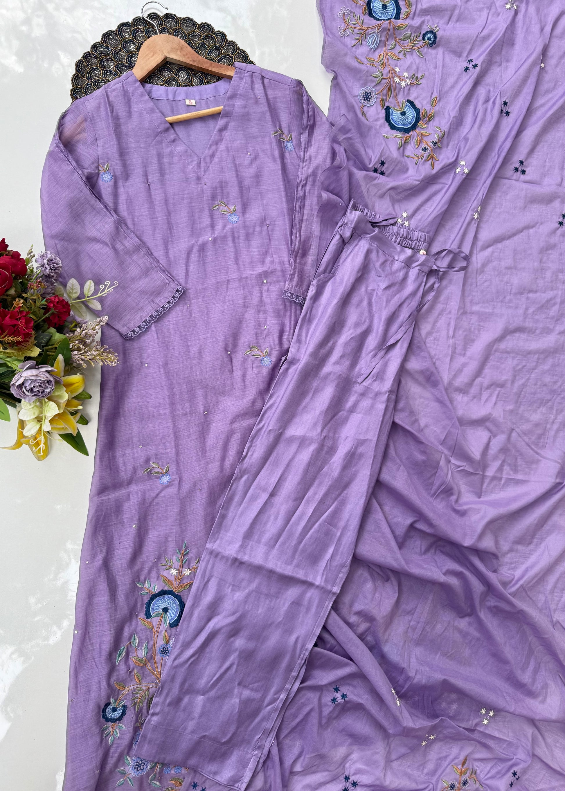 “EKTA” Beautiful premium Mul Chanderi A line suit set