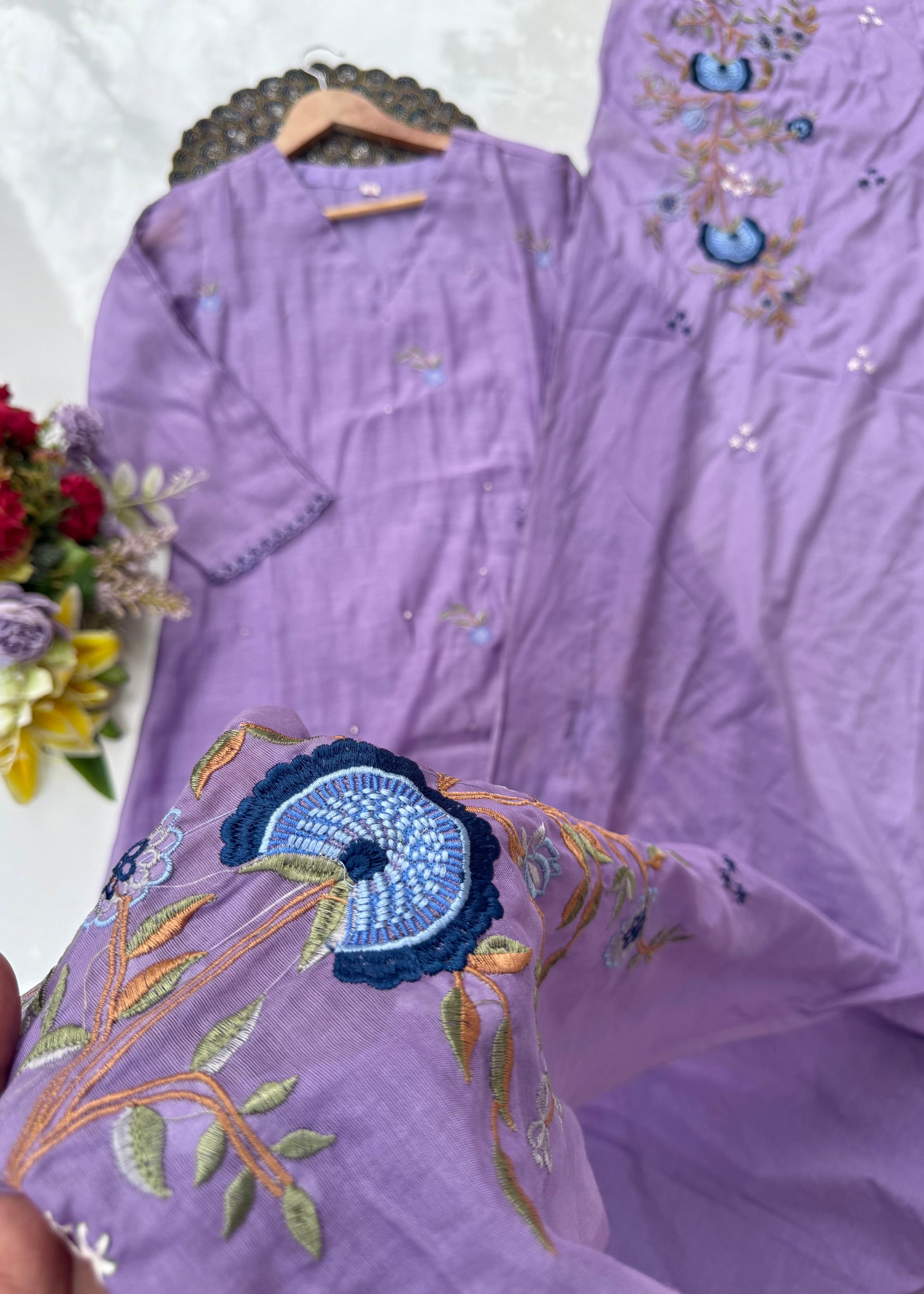 “EKTA” Beautiful premium Mul Chanderi A line suit set