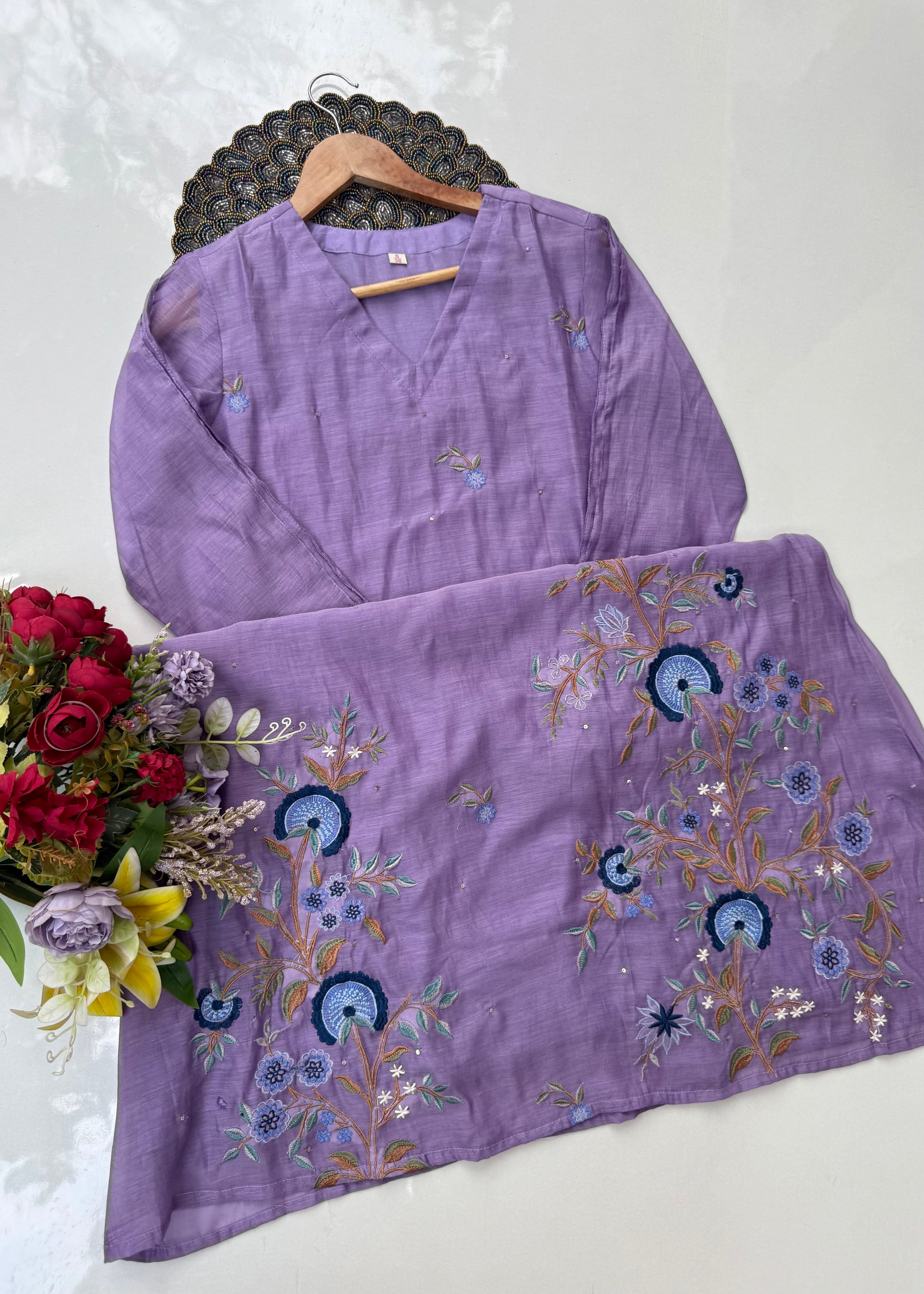 “EKTA” Beautiful premium Mul Chanderi A line suit set