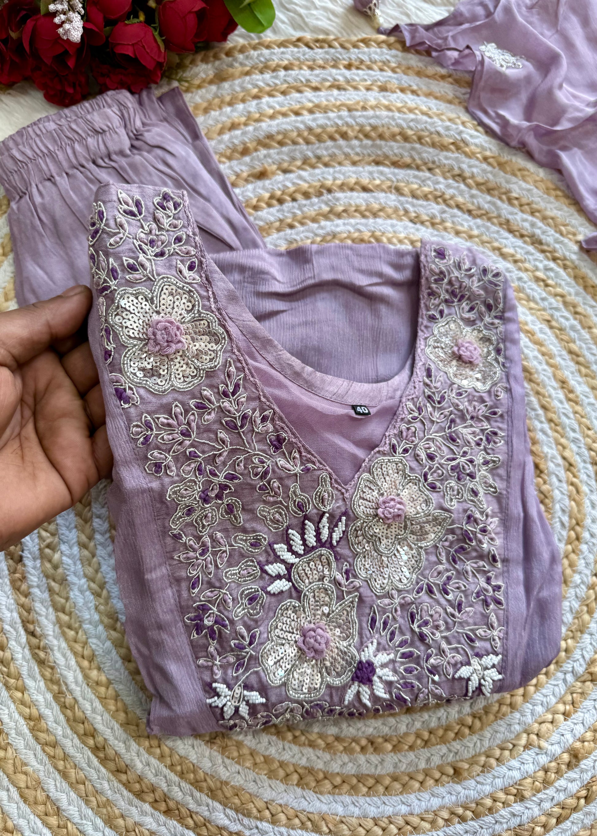 “OLIVIA” Handcrafted Chinnon a line anarkali dress 🛍️
