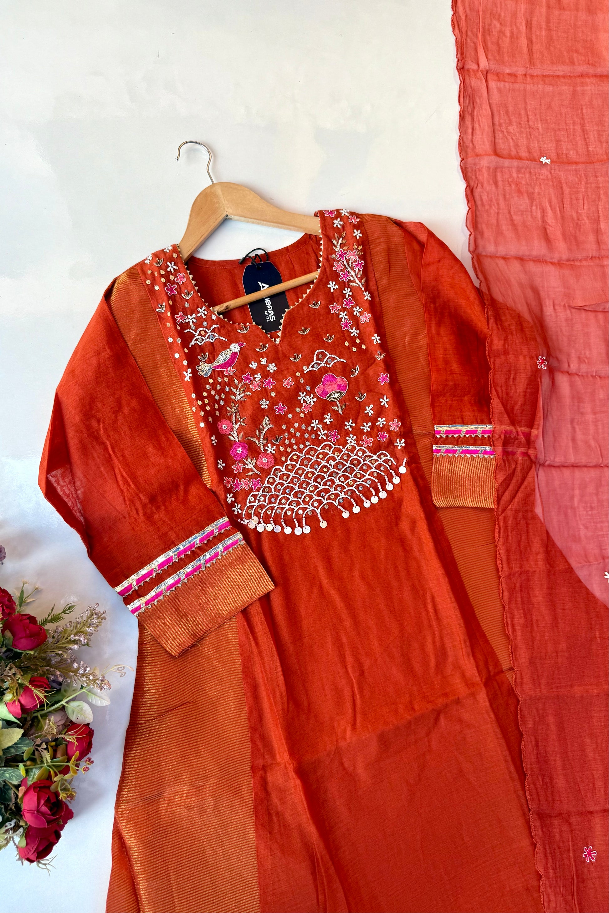 “Ishani” Premium Mul Chanderi A line Anarkali Kurta Set