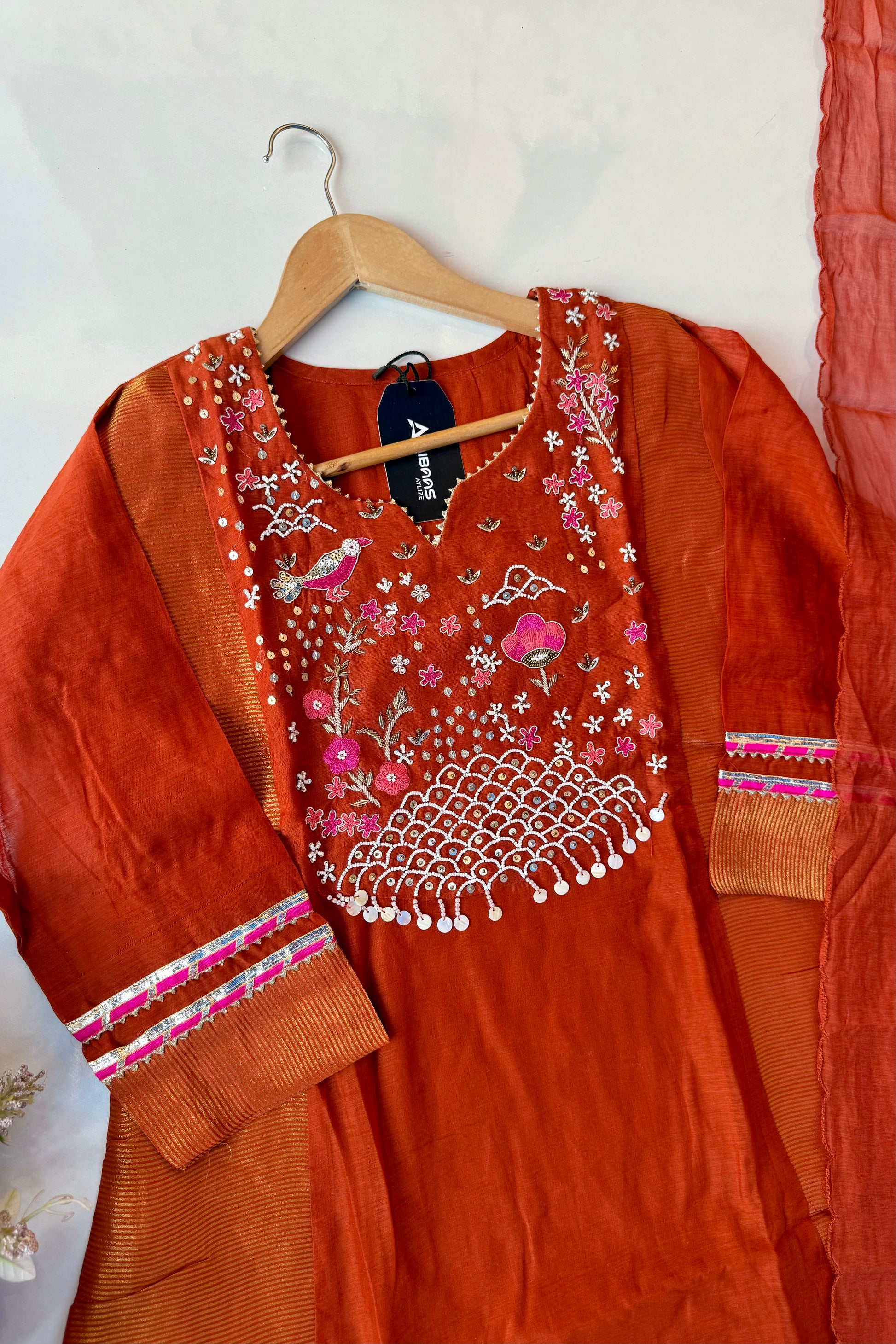 “Ishani” Premium Mul Chanderi A line Anarkali Kurta Set