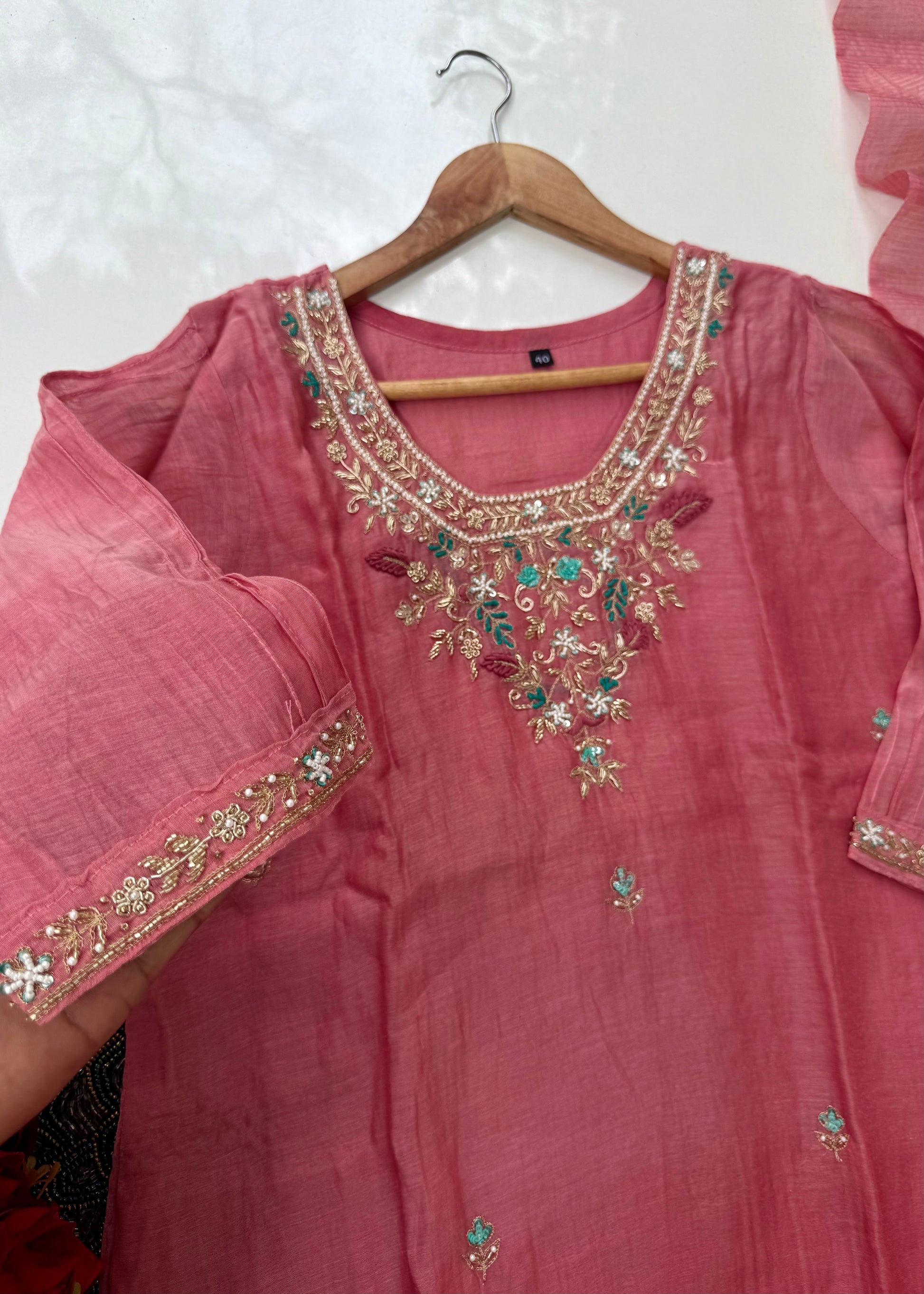 “Ruby” party wear Mul Chanderi Aline ombre kurta set 🛍️