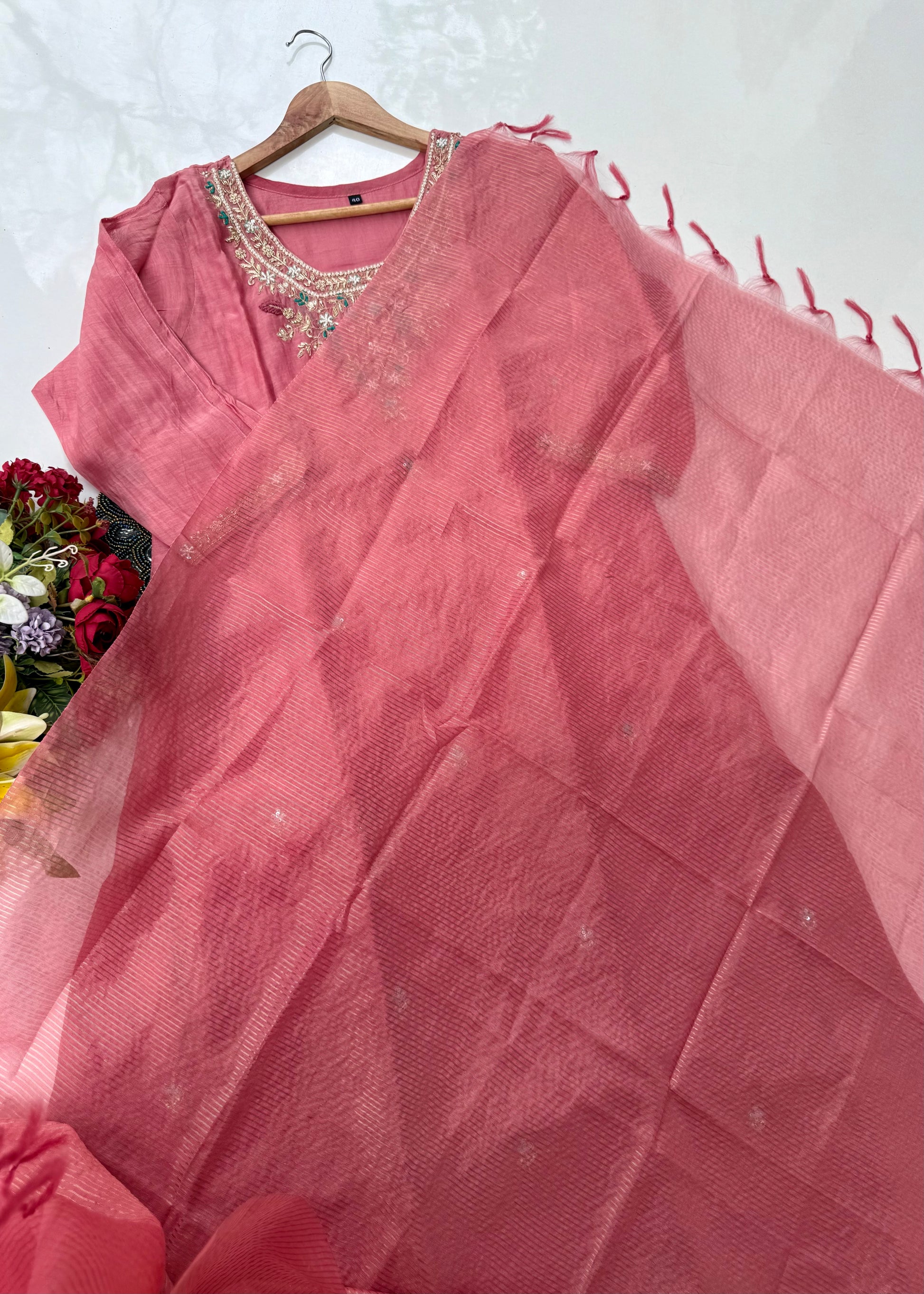 “Ruby” party wear Mul Chanderi Aline ombre kurta set 🛍️