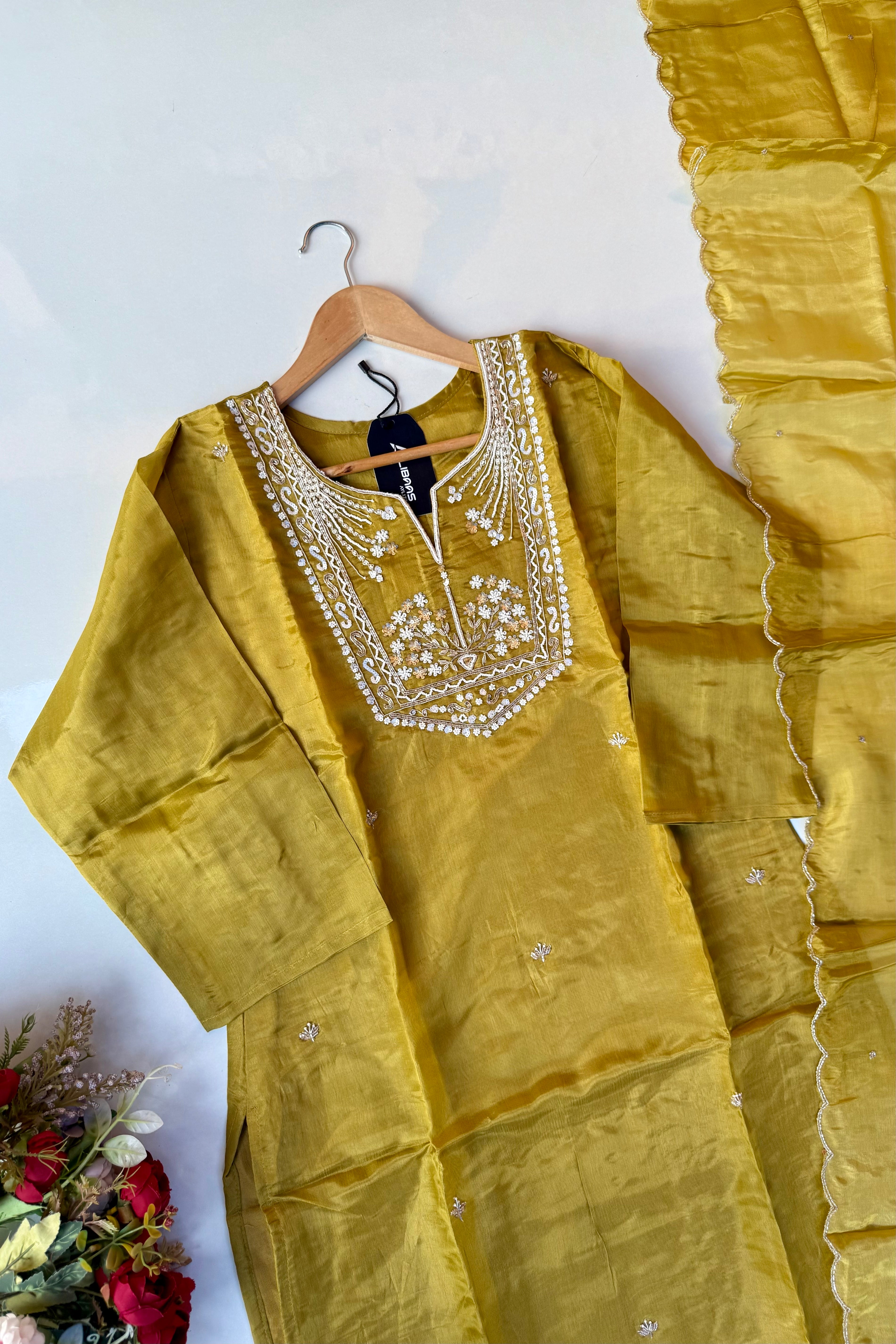 “Shama” Beautiful party wear Tissue silk kurta set