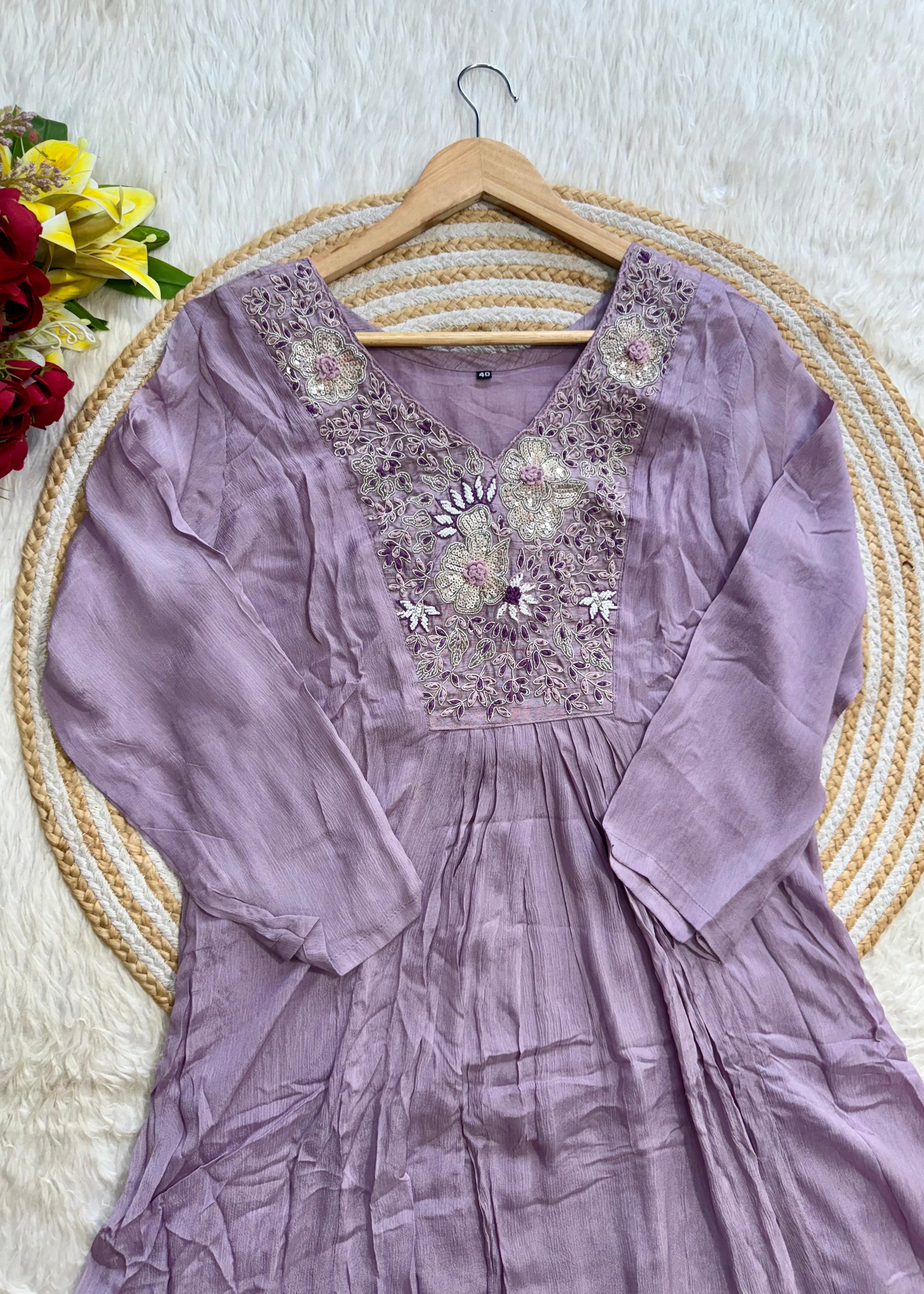 “OLIVIA” Handcrafted Chinnon a line anarkali dress 🛍️