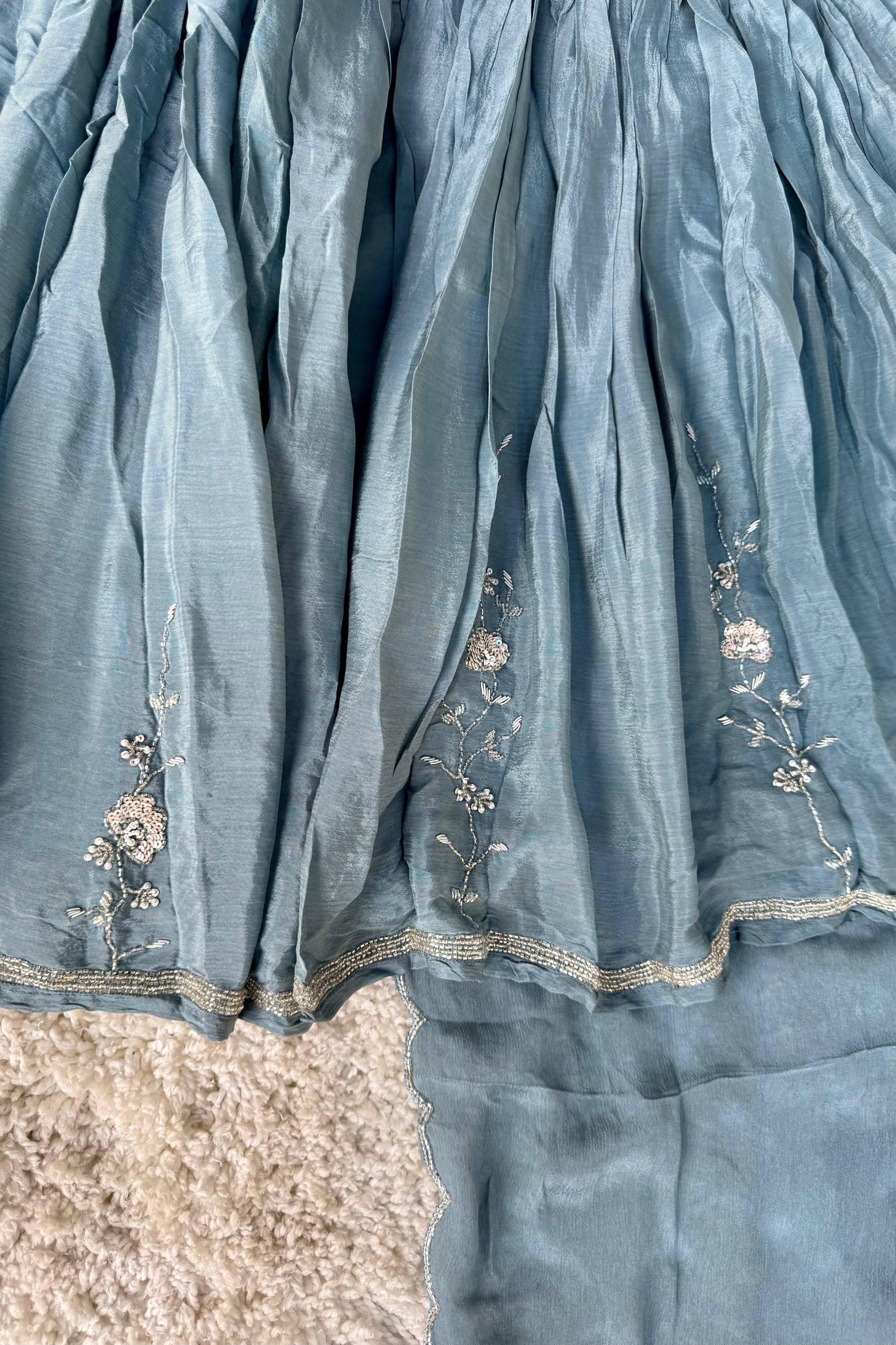 ✨Ruby - Premium Chinnon Slit Kurti Sharara set