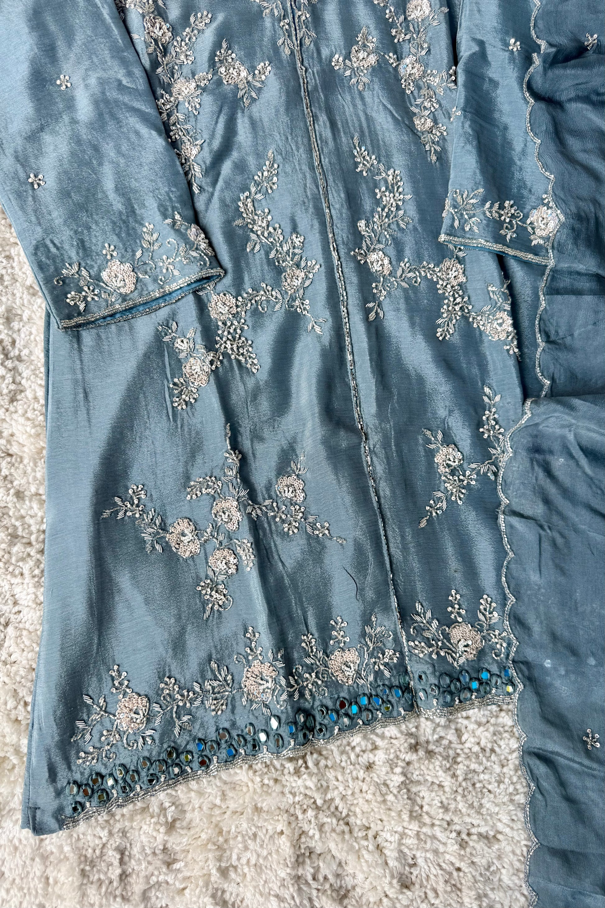 ✨Ruby - Premium Chinnon Slit Kurti Sharara set