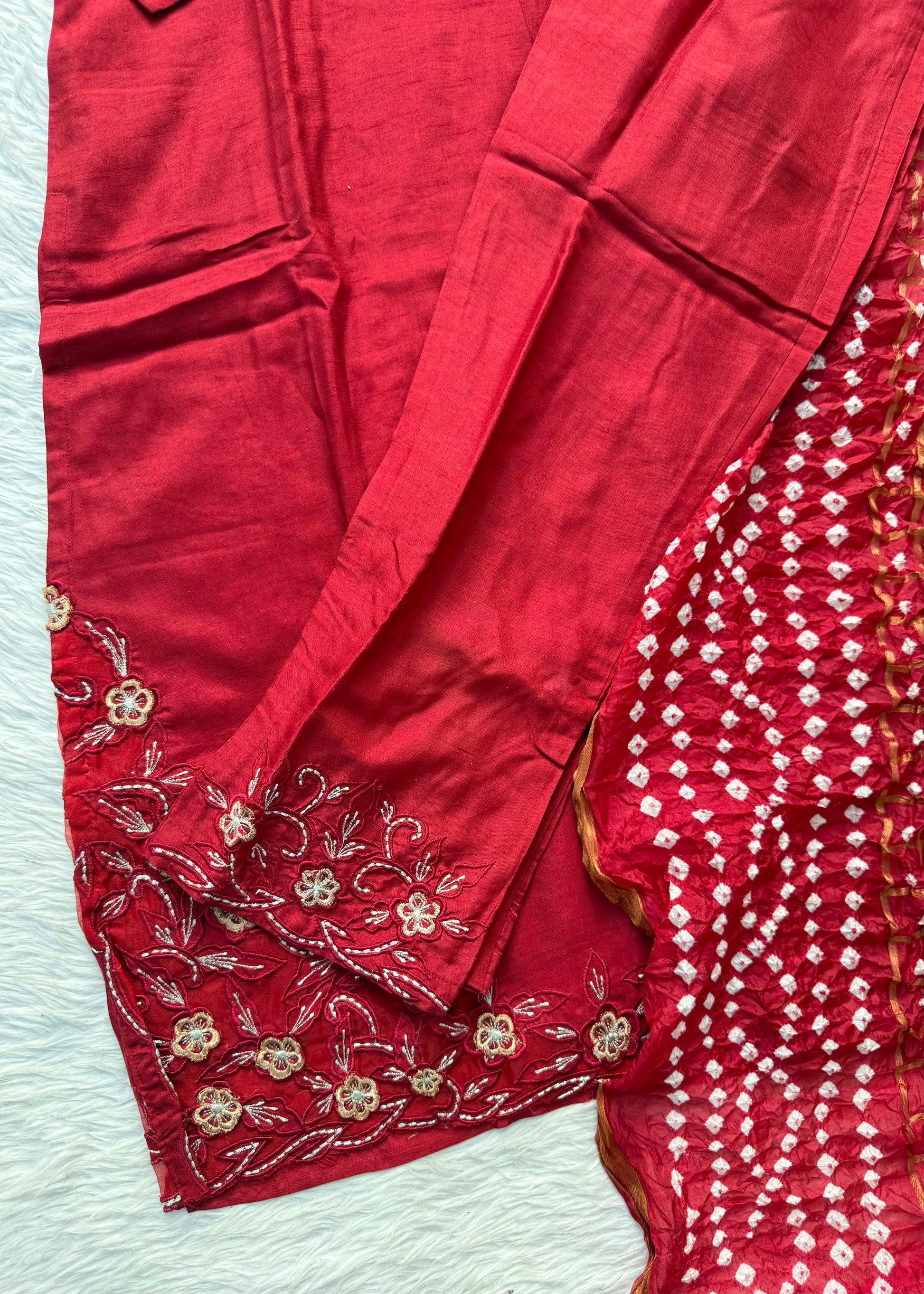 “ROWAN” Premium dola silk daman work maroon suit set
