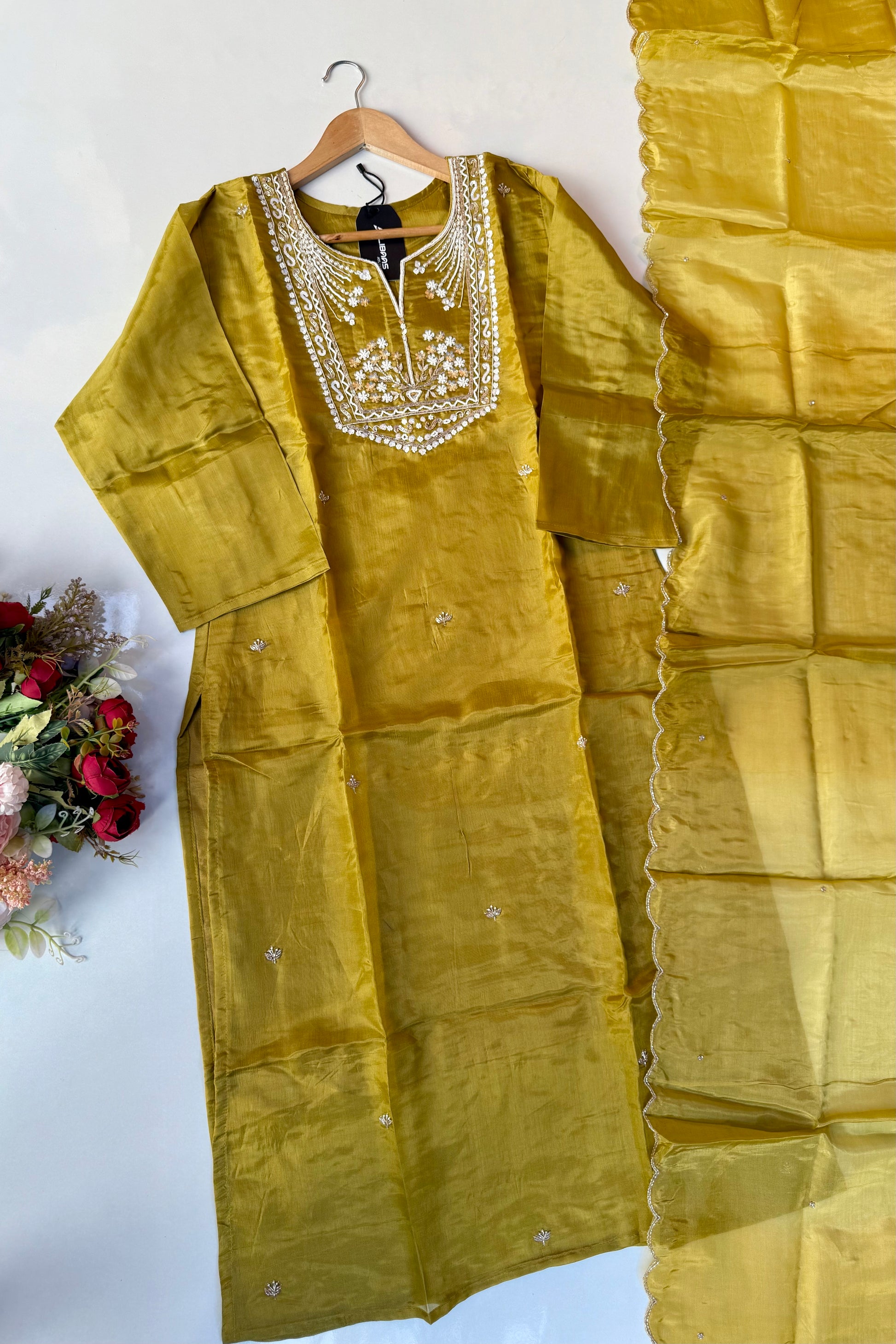 “Shama” Beautiful party wear Tissue silk kurta set