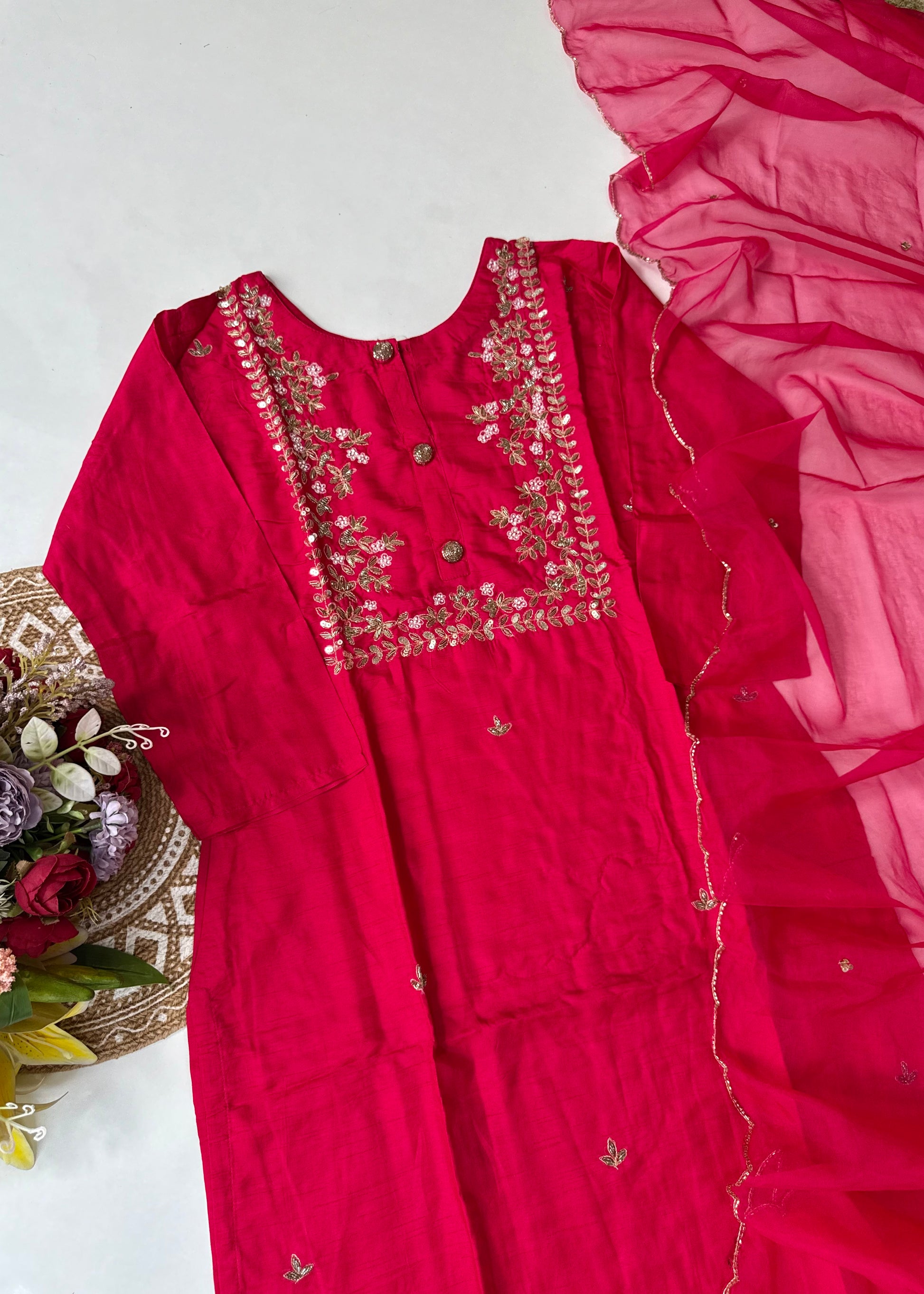 “Jaya” Graceful Dola Silk Handwork Suit Set ✨