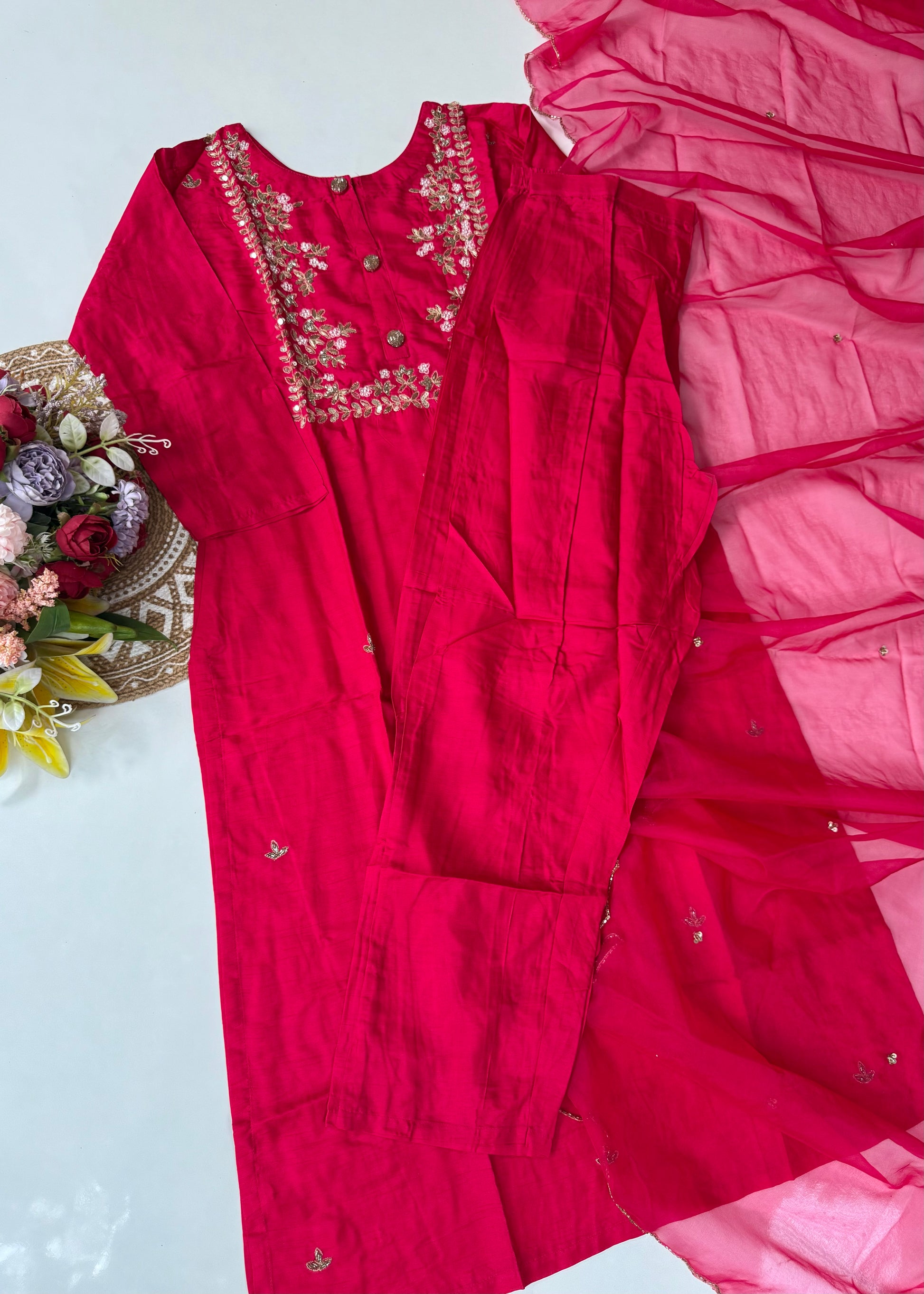 “Jaya” Graceful Dola Silk Handwork Suit Set ✨