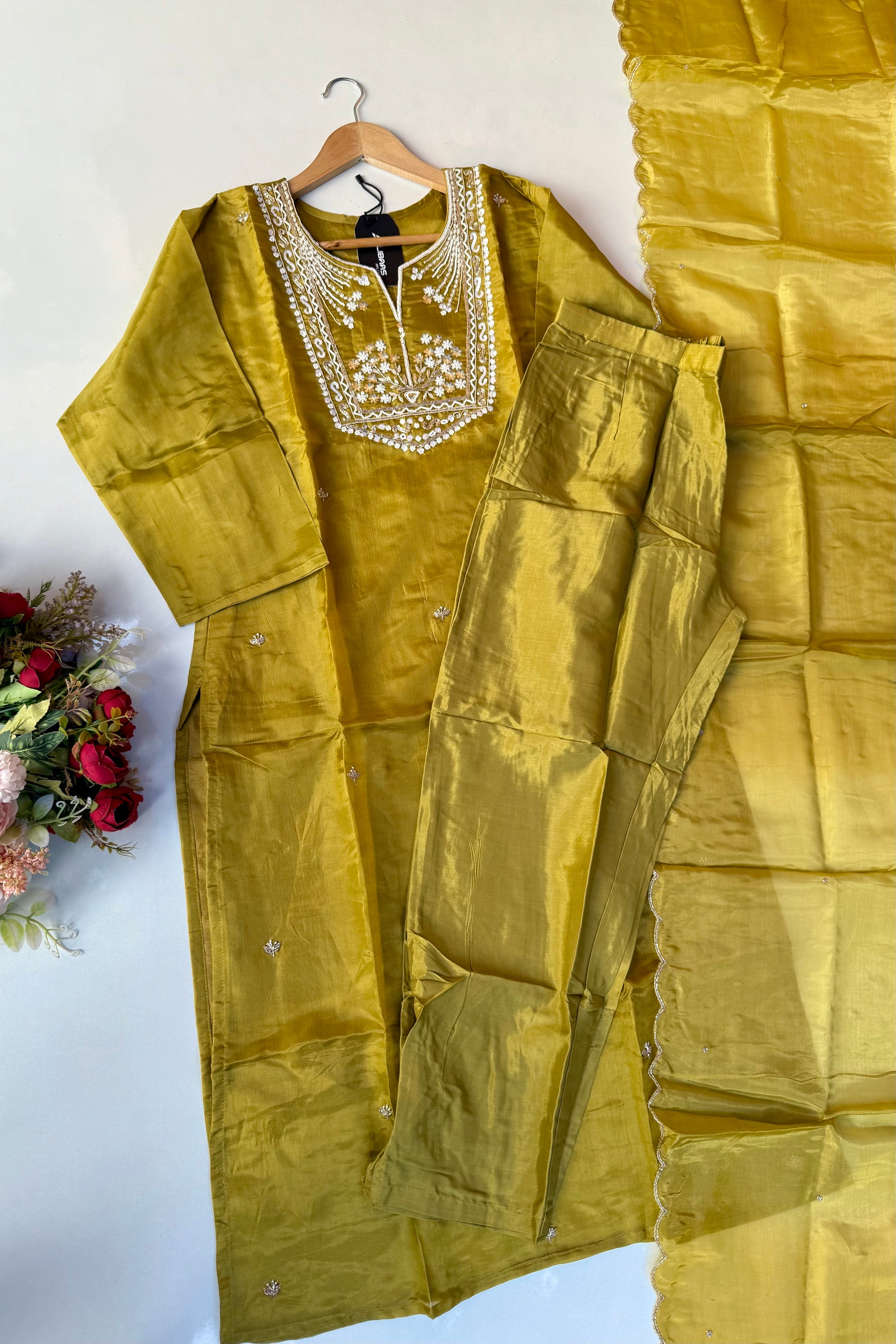 “Shama” Beautiful party wear Tissue silk kurta set