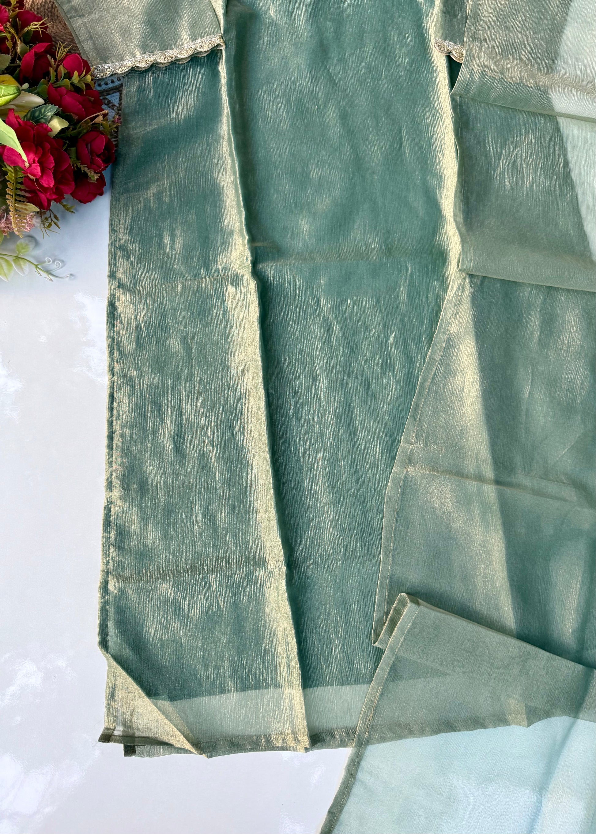 “Charvi” Crush tissue light weight v neck kurta set