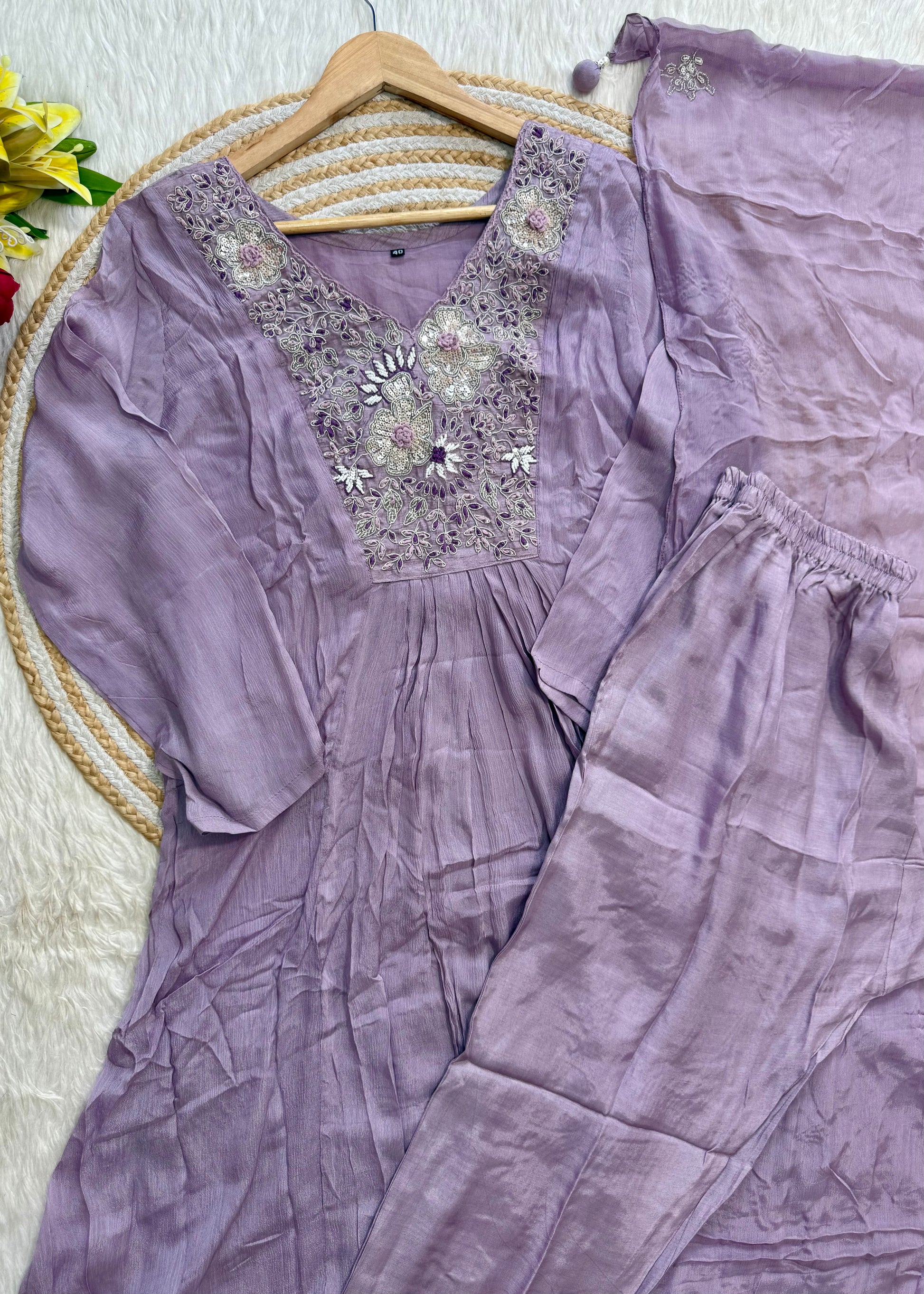 “OLIVIA” Handcrafted Chinnon a line anarkali dress 🛍️