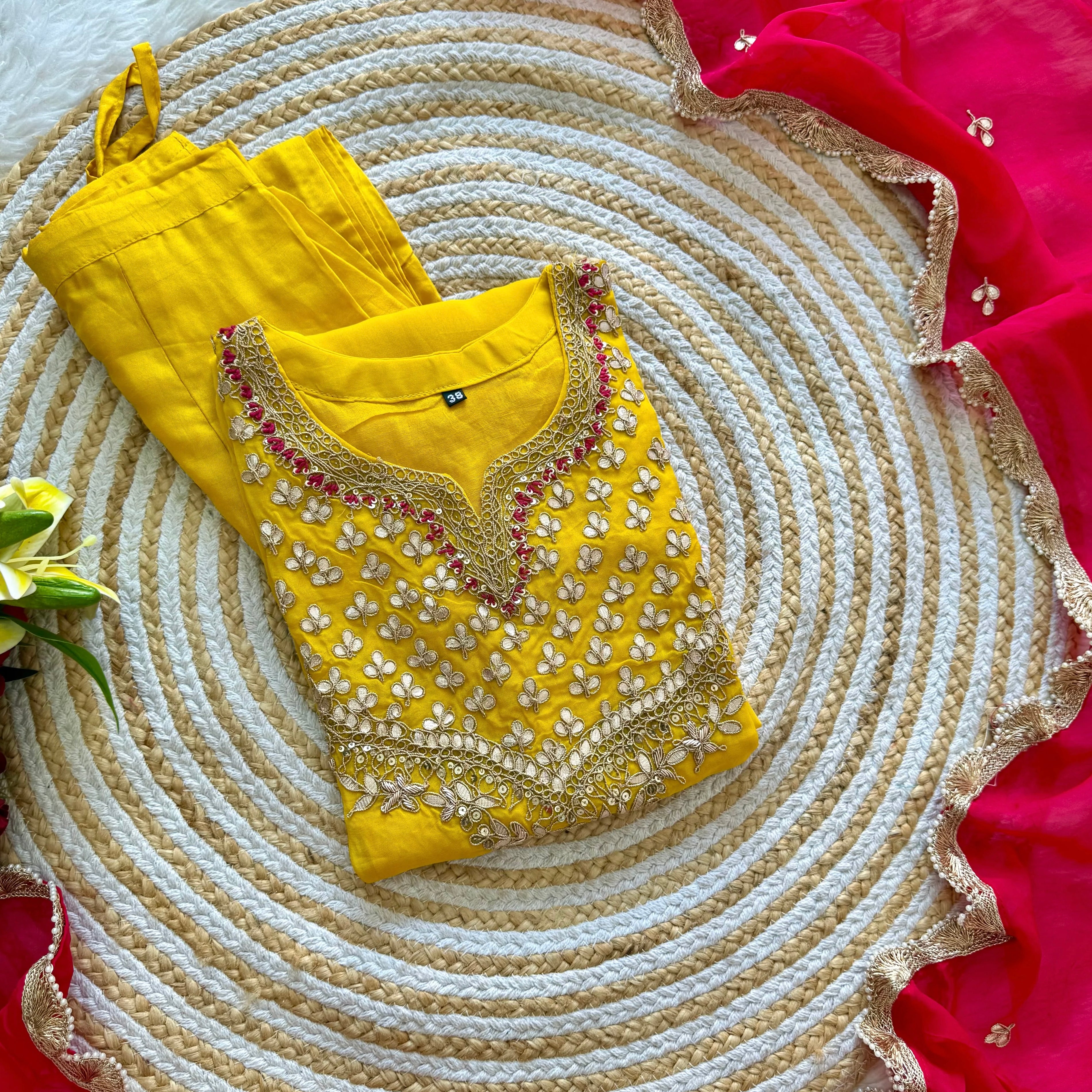 "SAHAL" Beautiful Gota Patti and sequence heavy work set