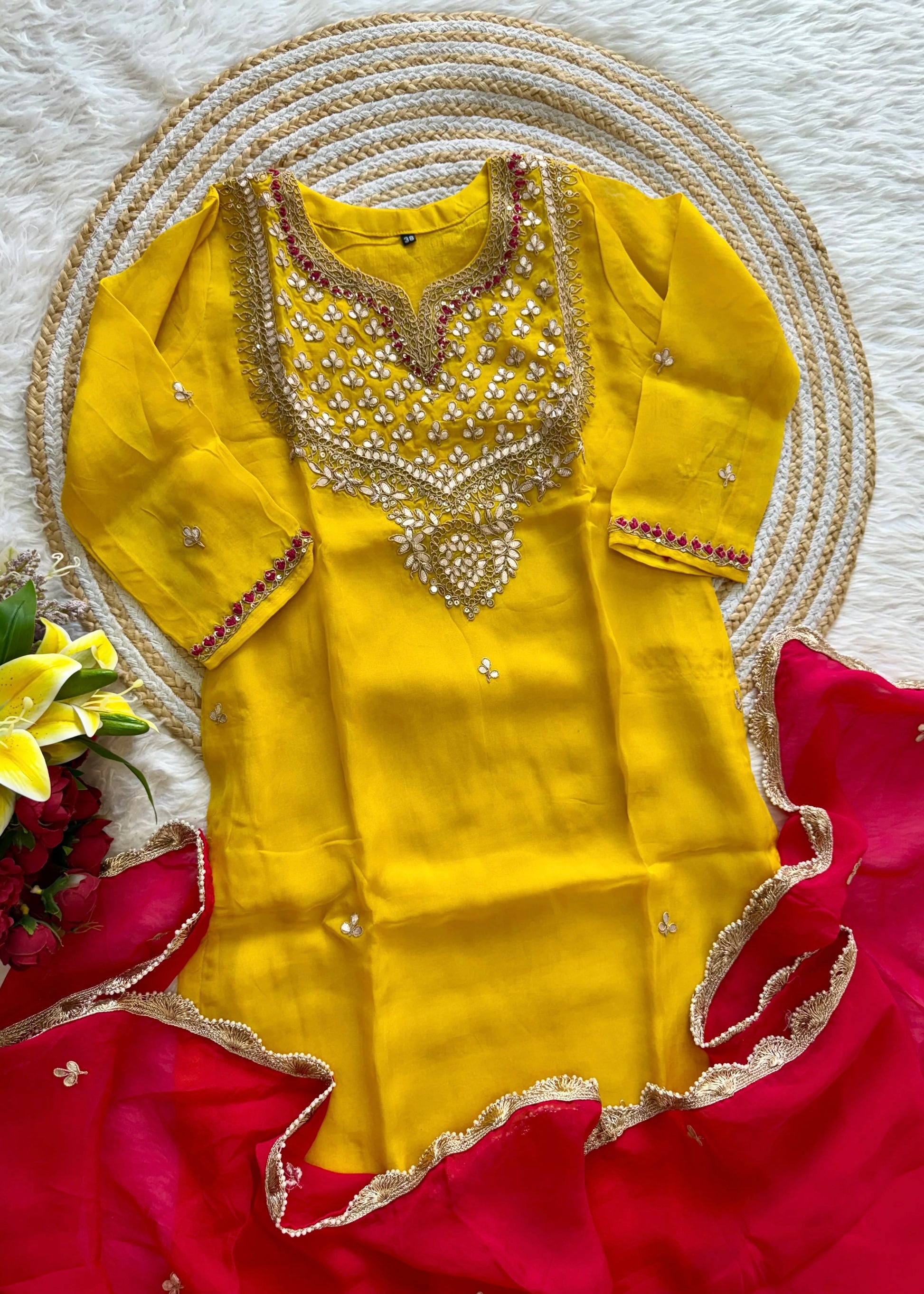 "SAHAL" Beautiful Gota Patti and sequence heavy work set