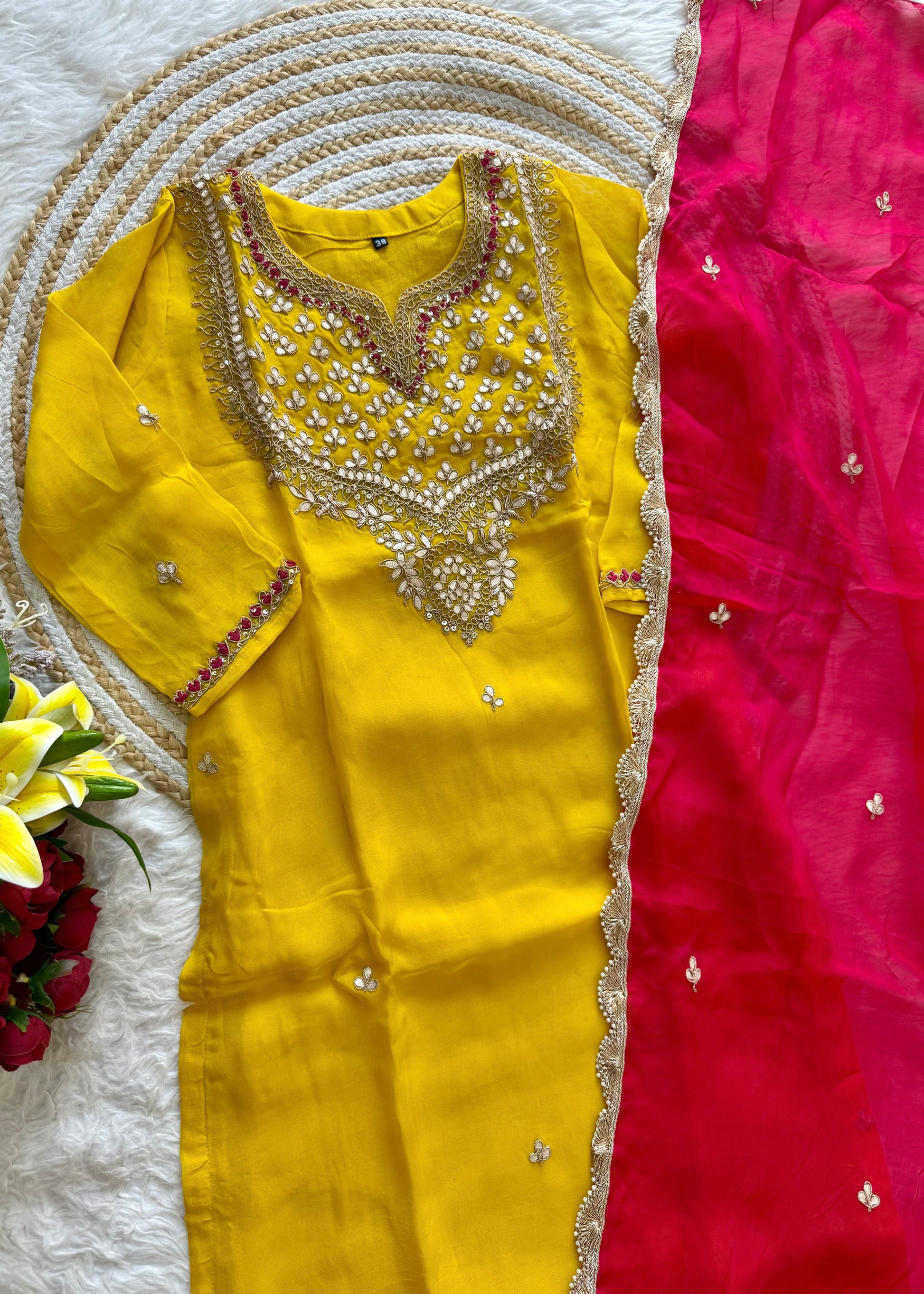"SAHAL" Beautiful Gota Patti and sequence heavy work set