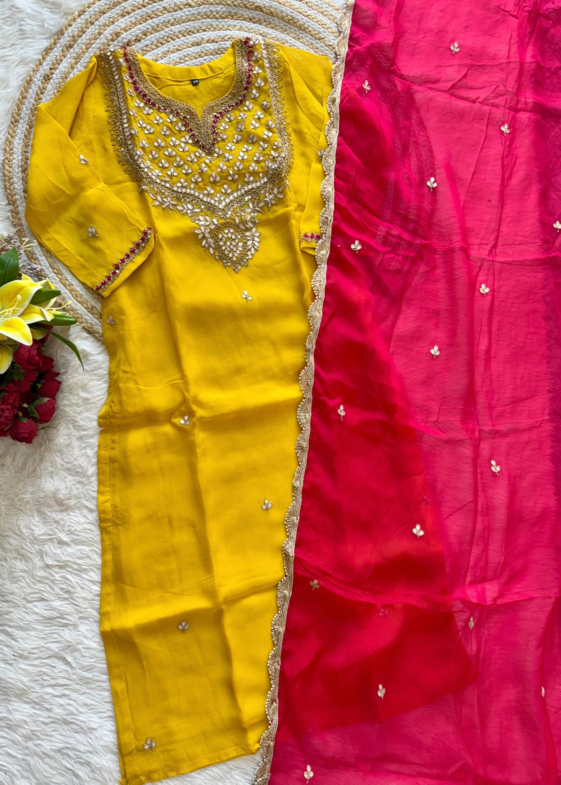 "SAHAL" Beautiful Gota Patti and sequence heavy work set