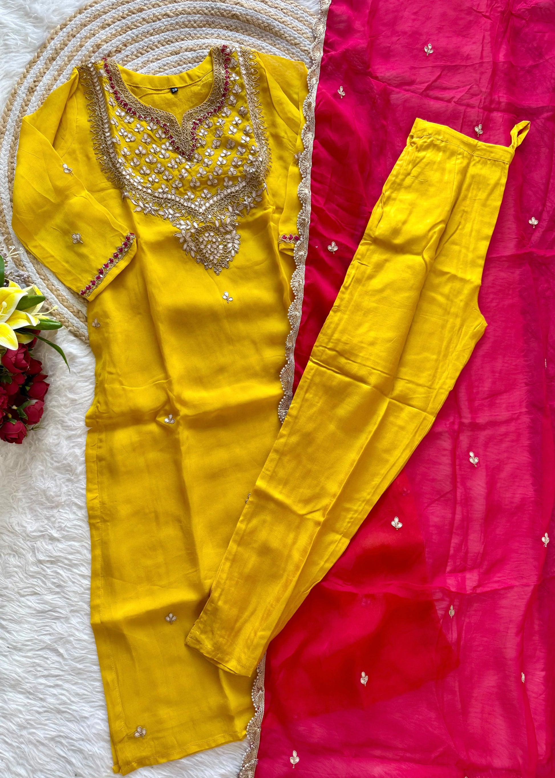 "SAHAL" Beautiful Gota Patti and sequence heavy work set