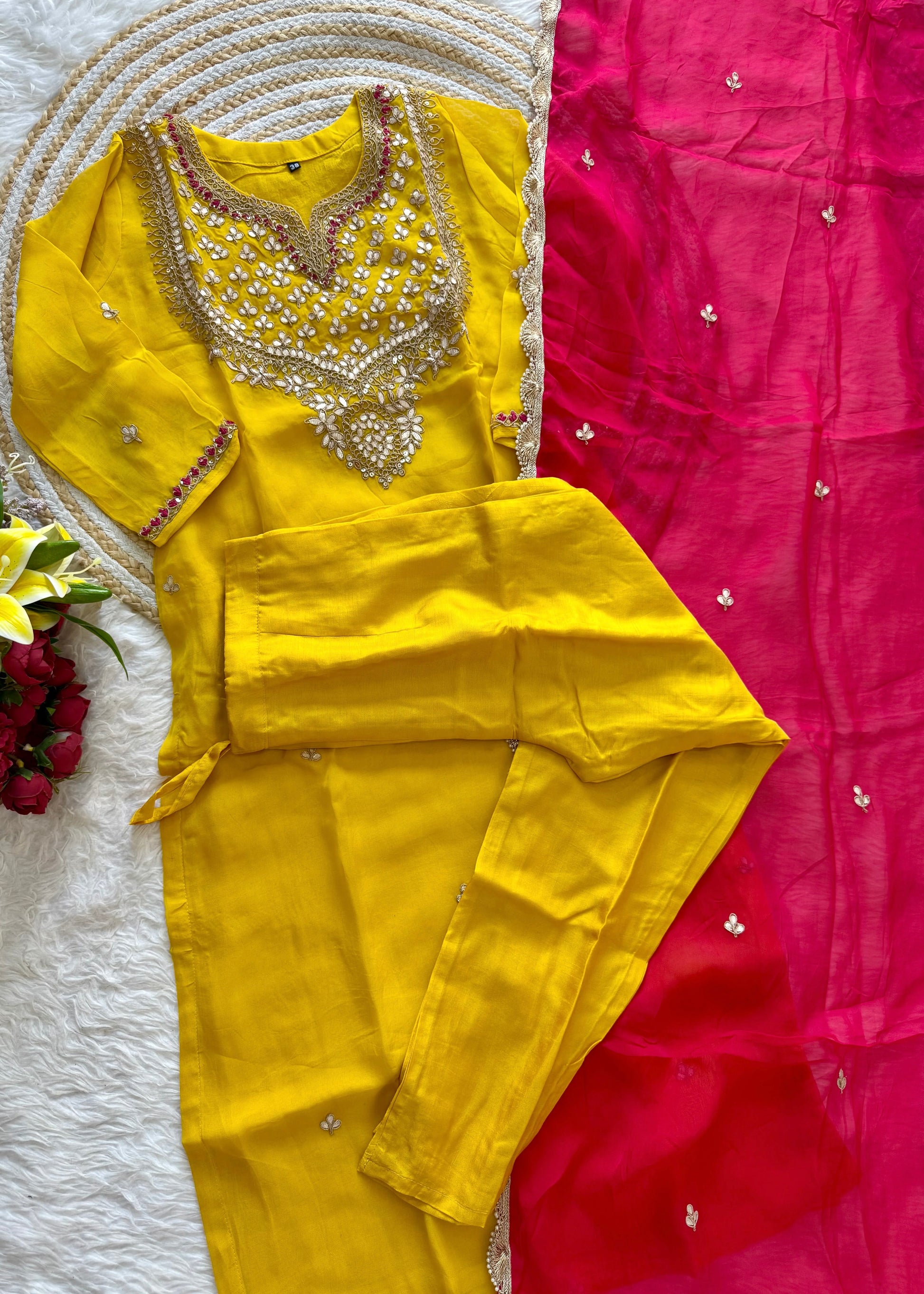 "SAHAL" Beautiful Gota Patti and sequence heavy work set