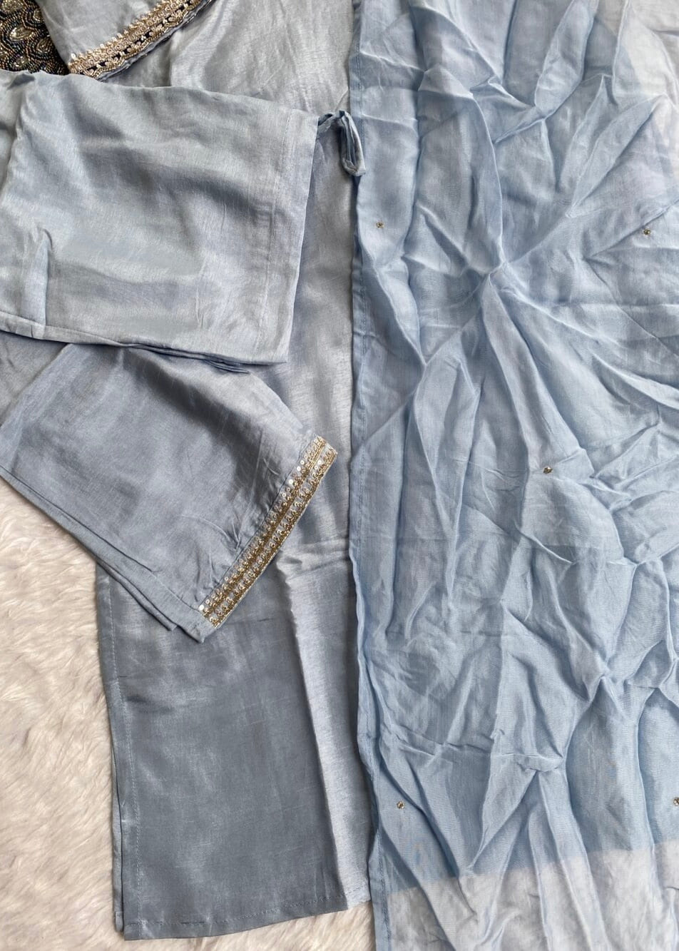 “Liana” Beautiful Blue shade Handwork kurta set
