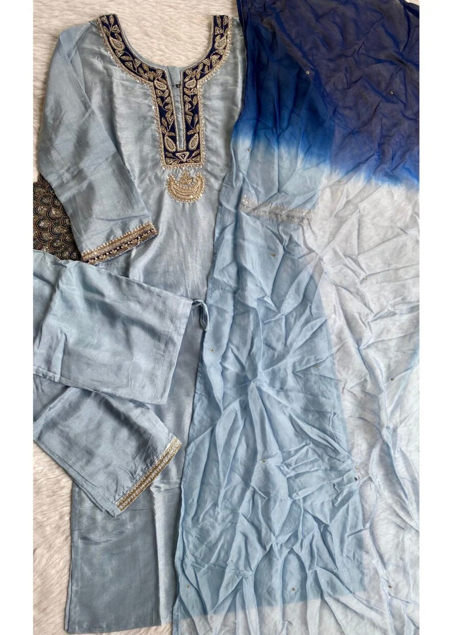 “Liana” Beautiful Blue shade Handwork kurta set