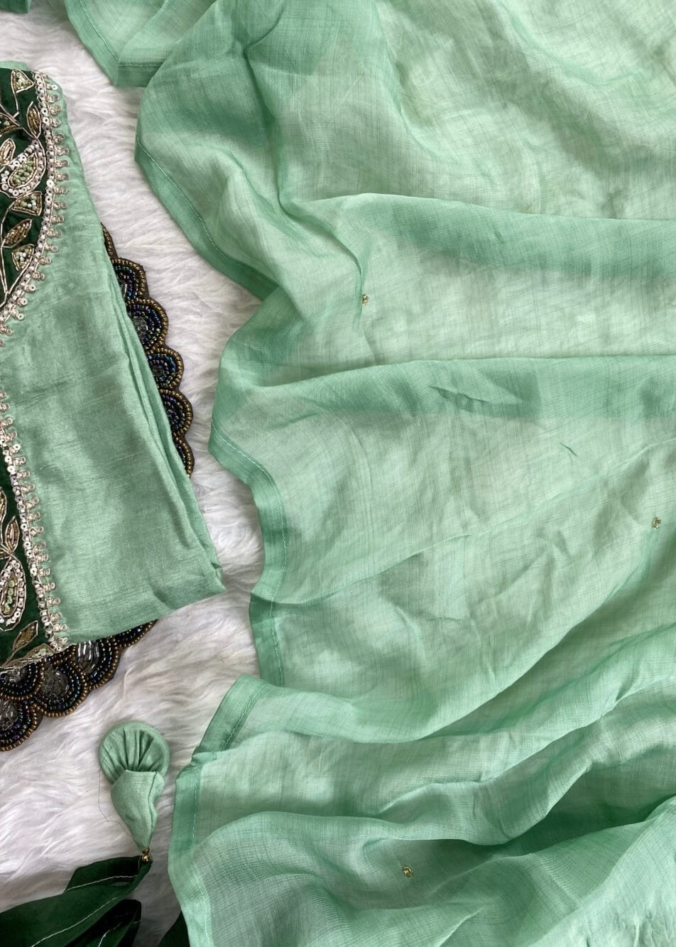 “Liana” Beautiful Sea green shade Handwork kurta set