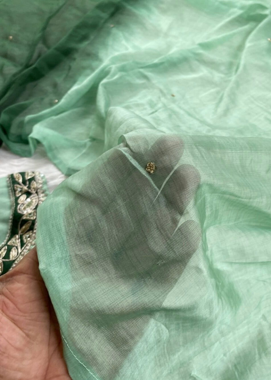 “Liana” Beautiful Sea green shade Handwork kurta set