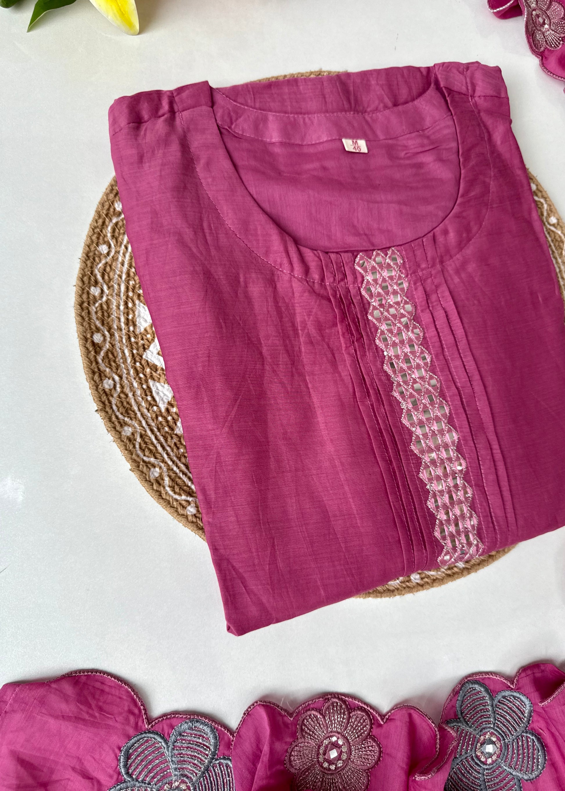 “Anya” Bloomberry Blush Mul Chanderi Suit Set