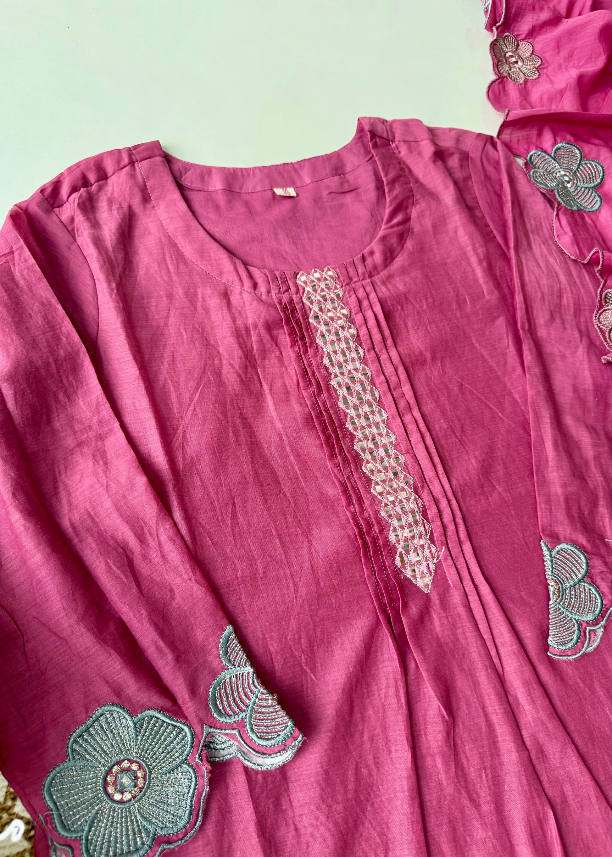 “Anya” Bloomberry Blush Mul Chanderi Suit Set