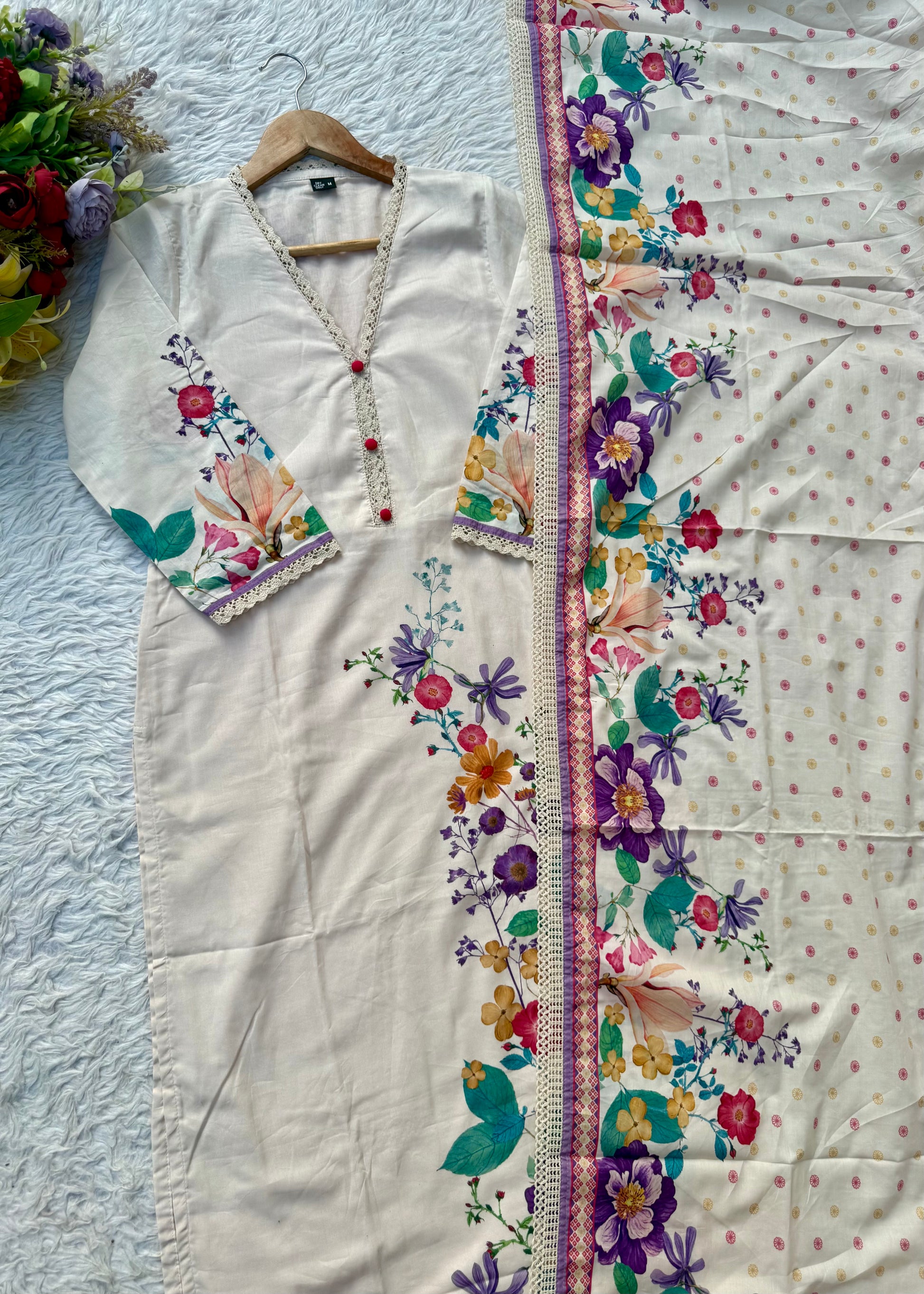 “BHOOMI" Premium mul cotton kurti pant with dupatta set