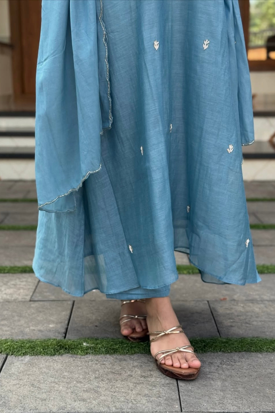 “HAYA” Premium Mul Chanderi A-Line Kurta with Bottom & Dupatta