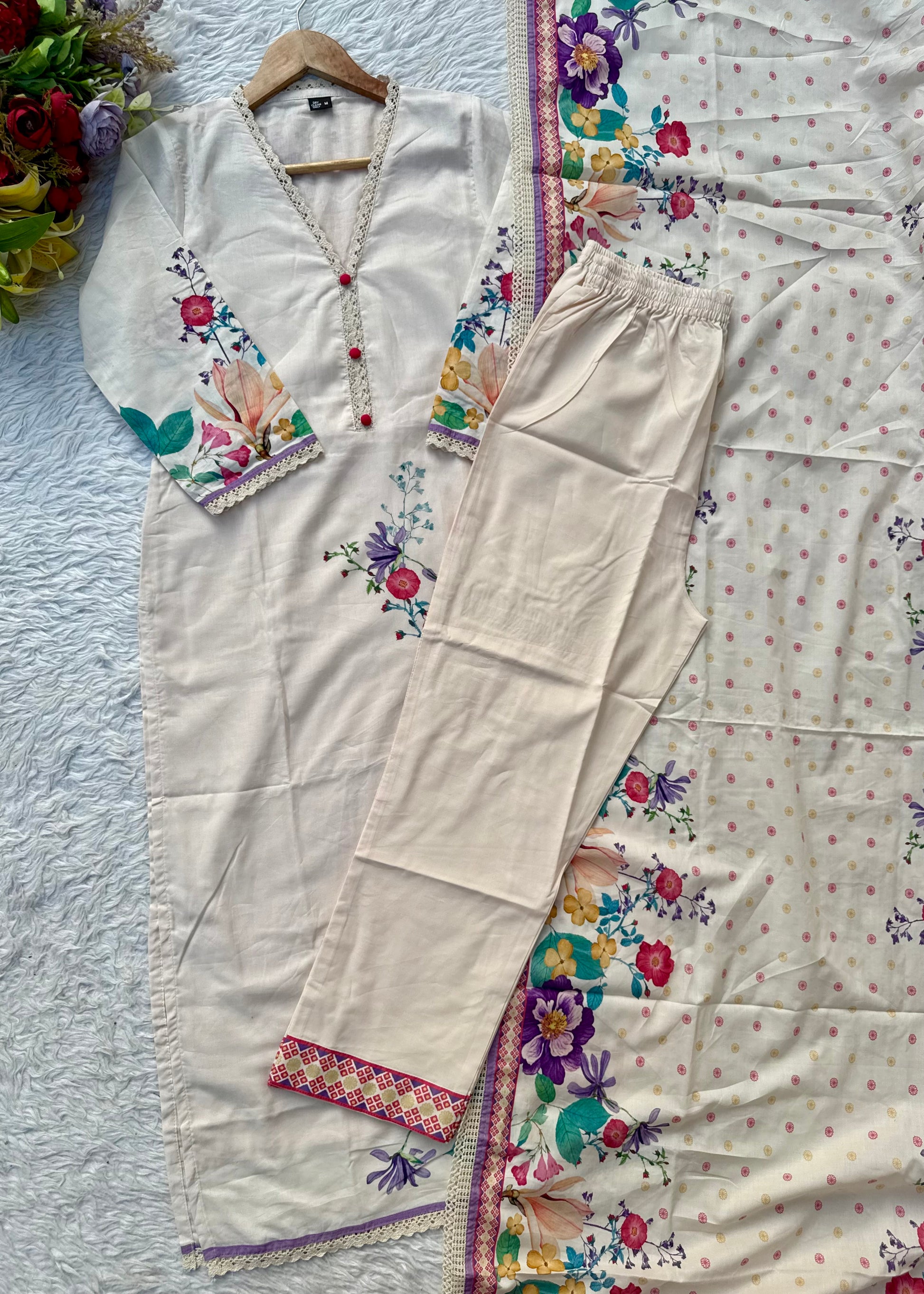 “BHOOMI" Premium mul cotton kurti pant with dupatta set
