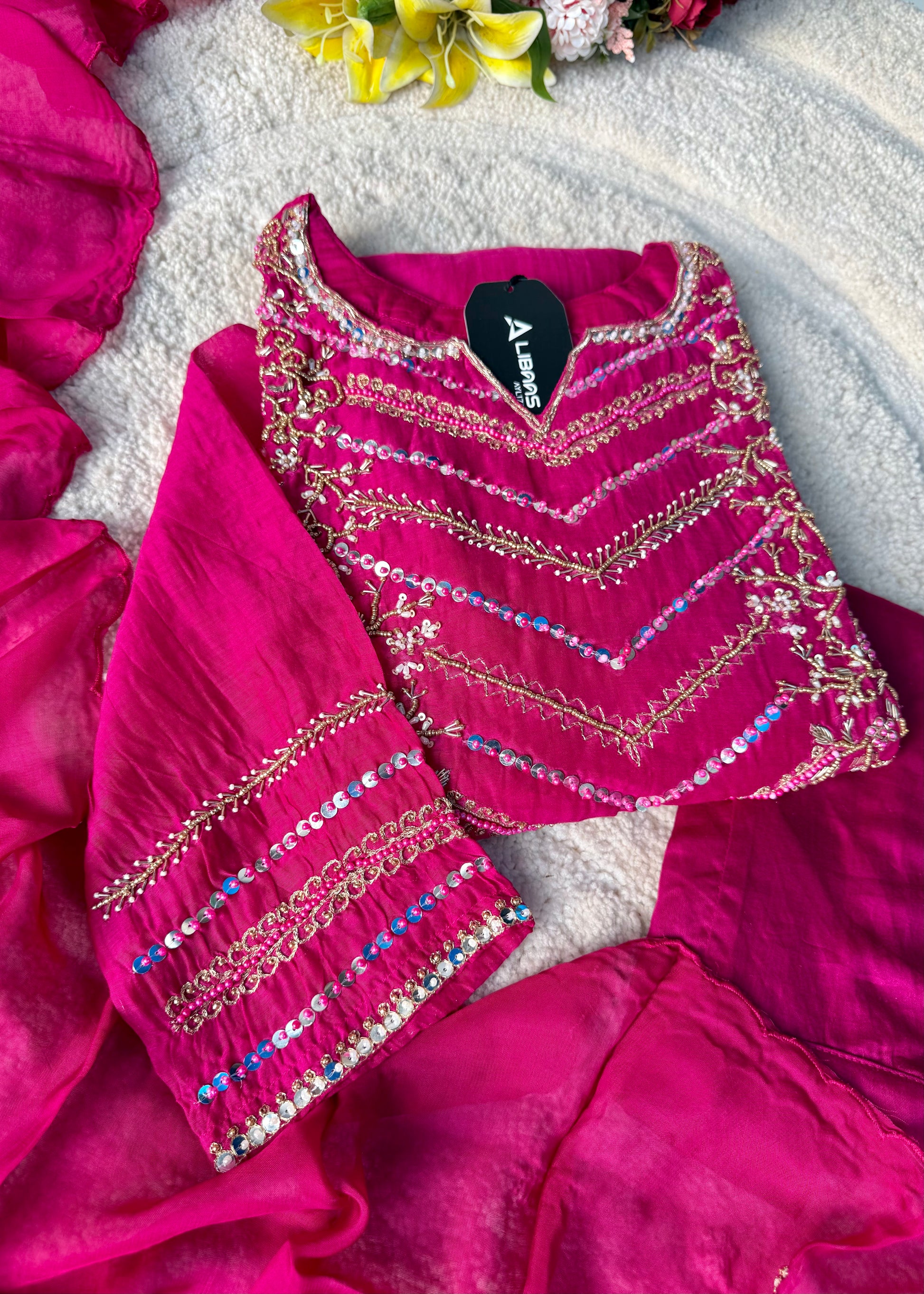 “Chanda” Premium karwa Pink mul chanderi A line kurta set